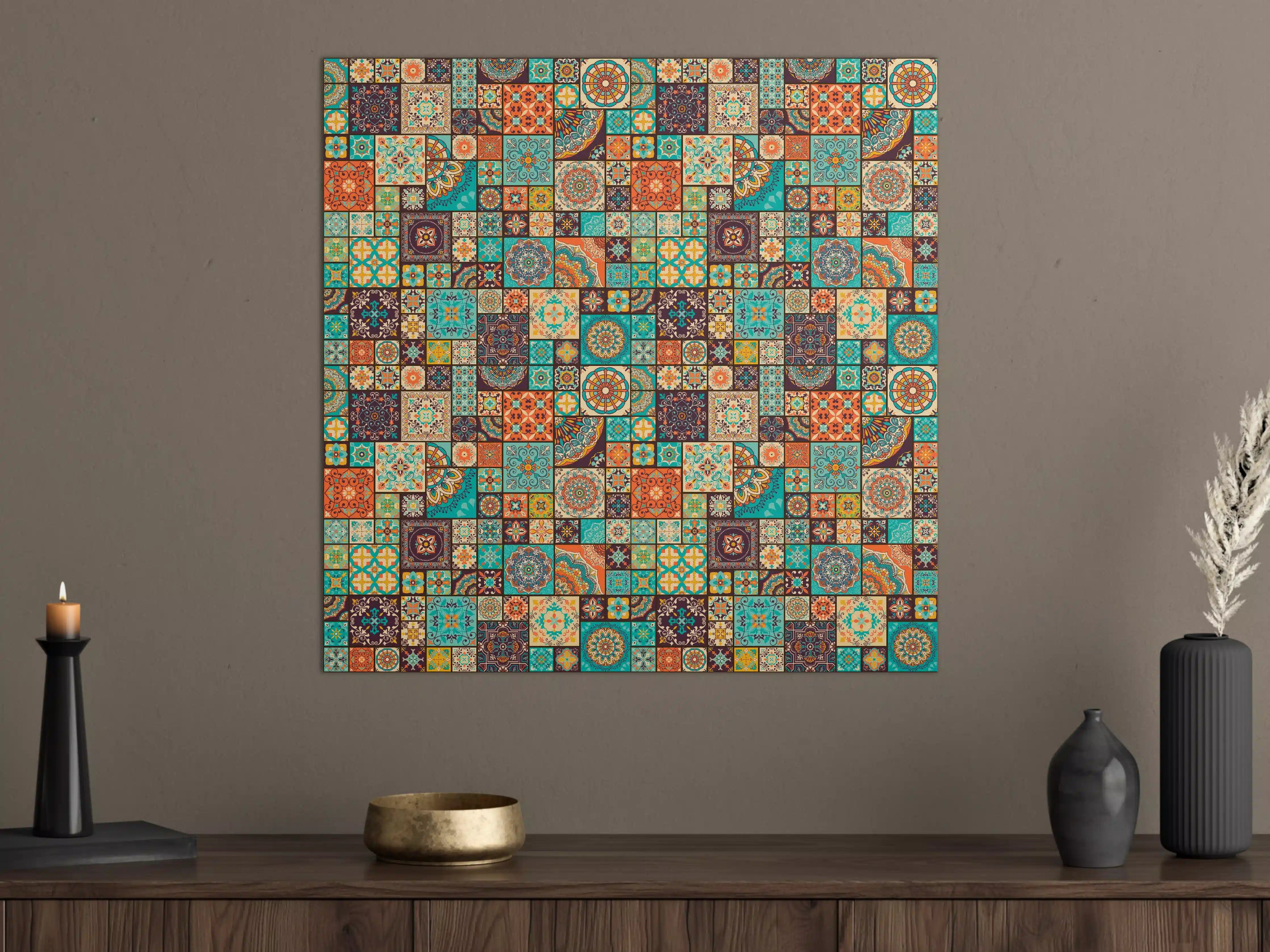 Große Wandbilder - Buntes Patchwork Fliesenmuster