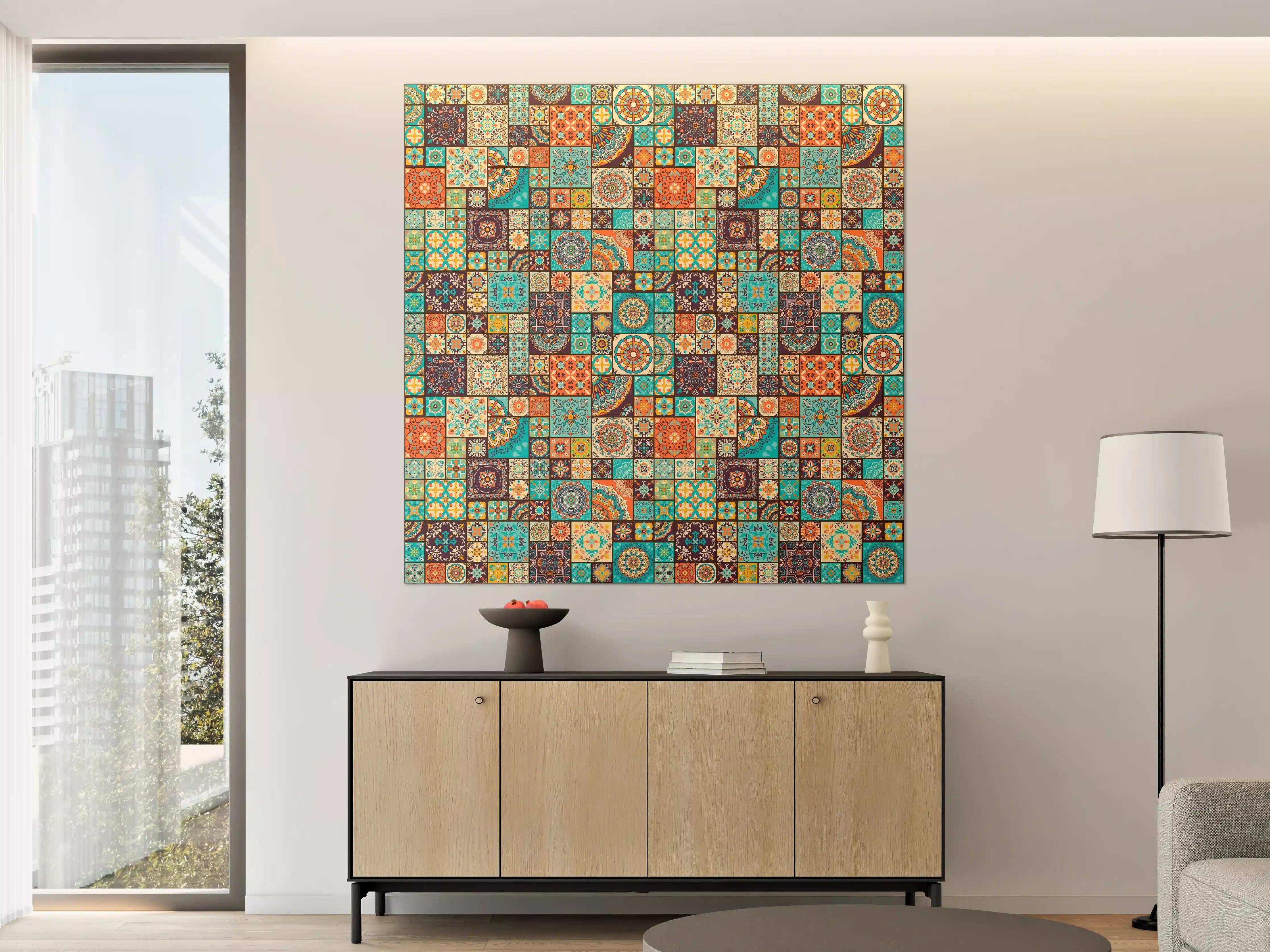 Große Wandbilder - Buntes Patchwork Fliesenmuster