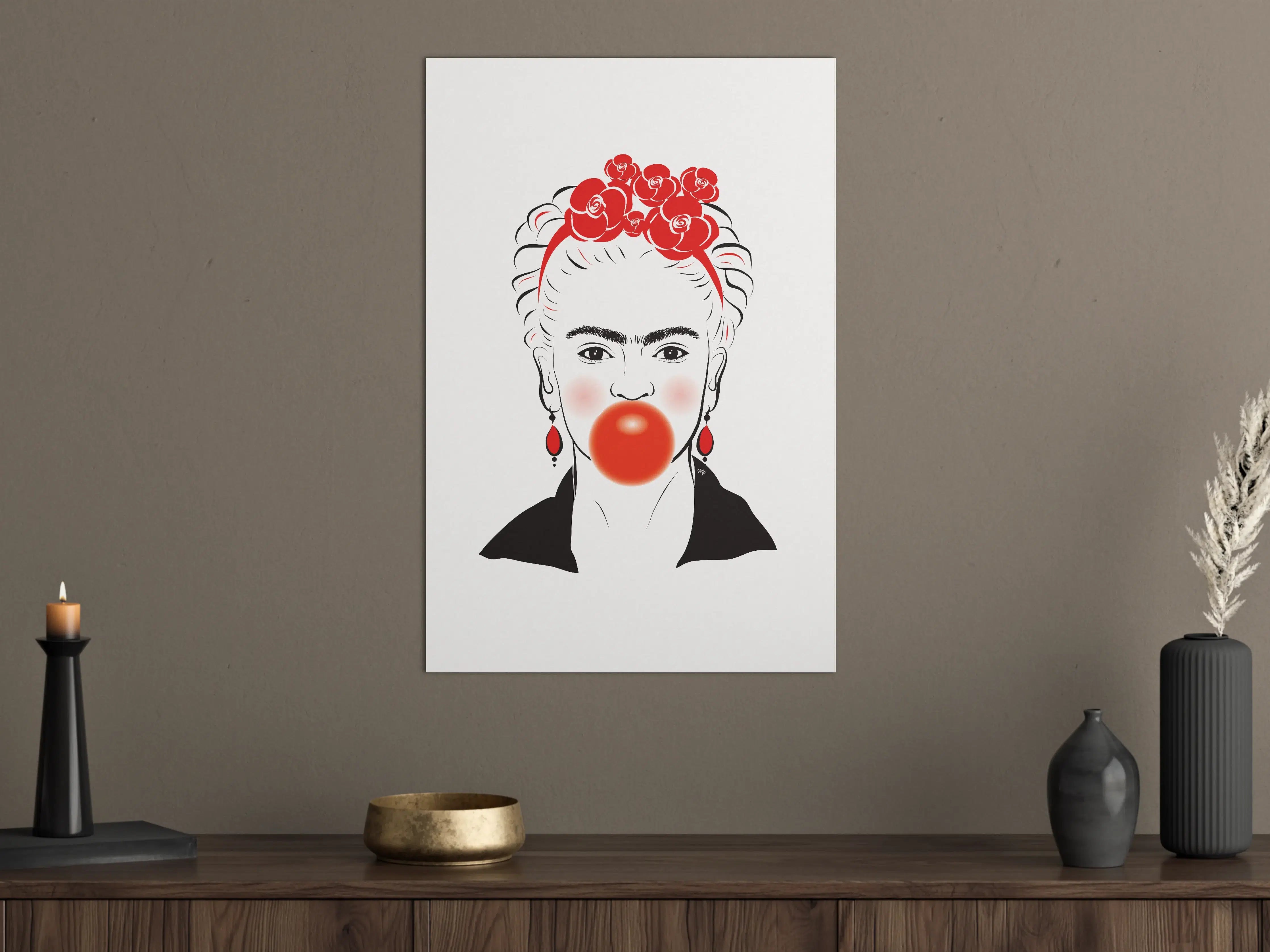 Große Wandbilder - Buntes Porträt mit Blumen- und Clown-Motiv