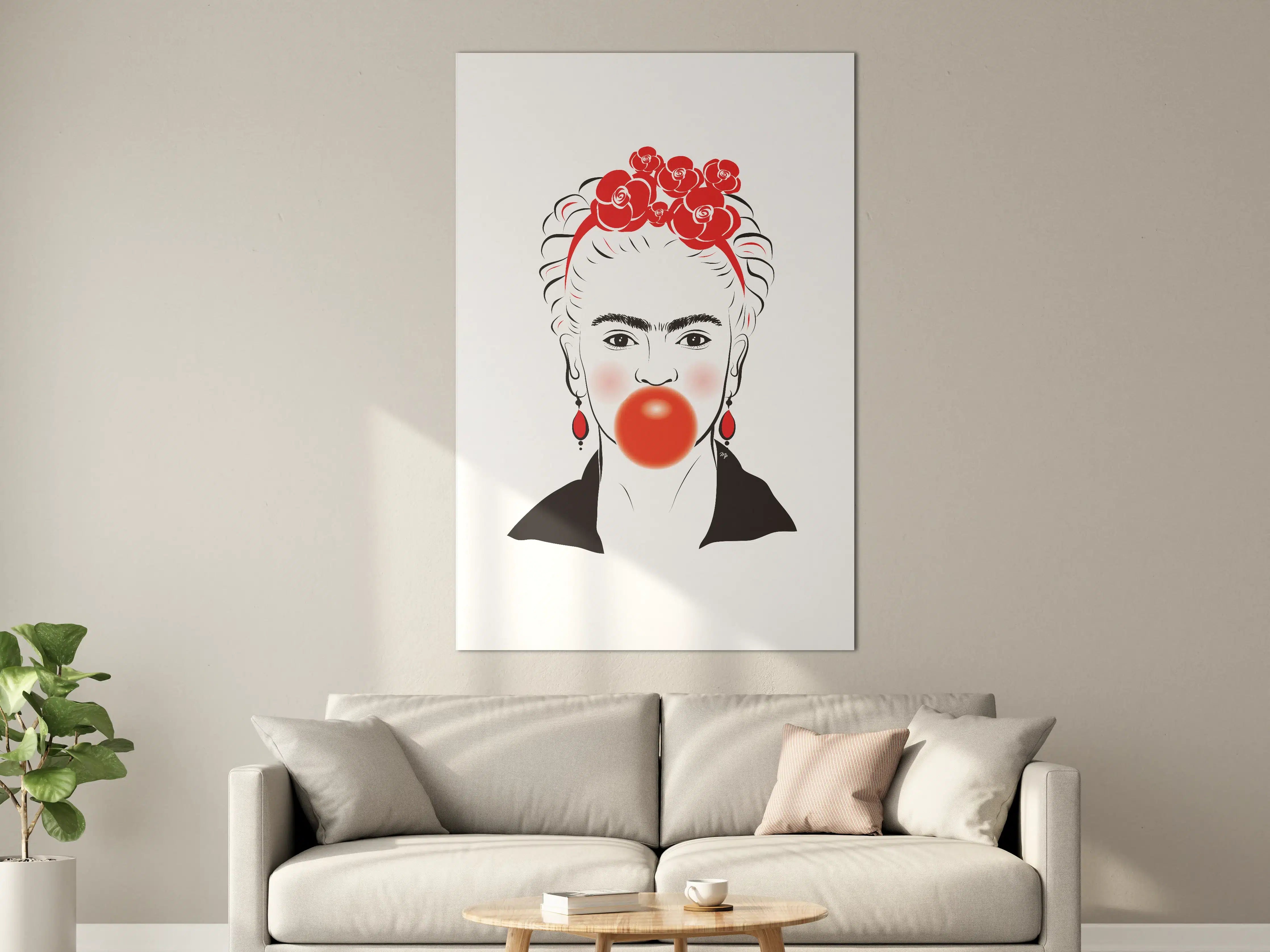 Große Wandbilder - Buntes Porträt mit Blumen- und Clown-Motiv