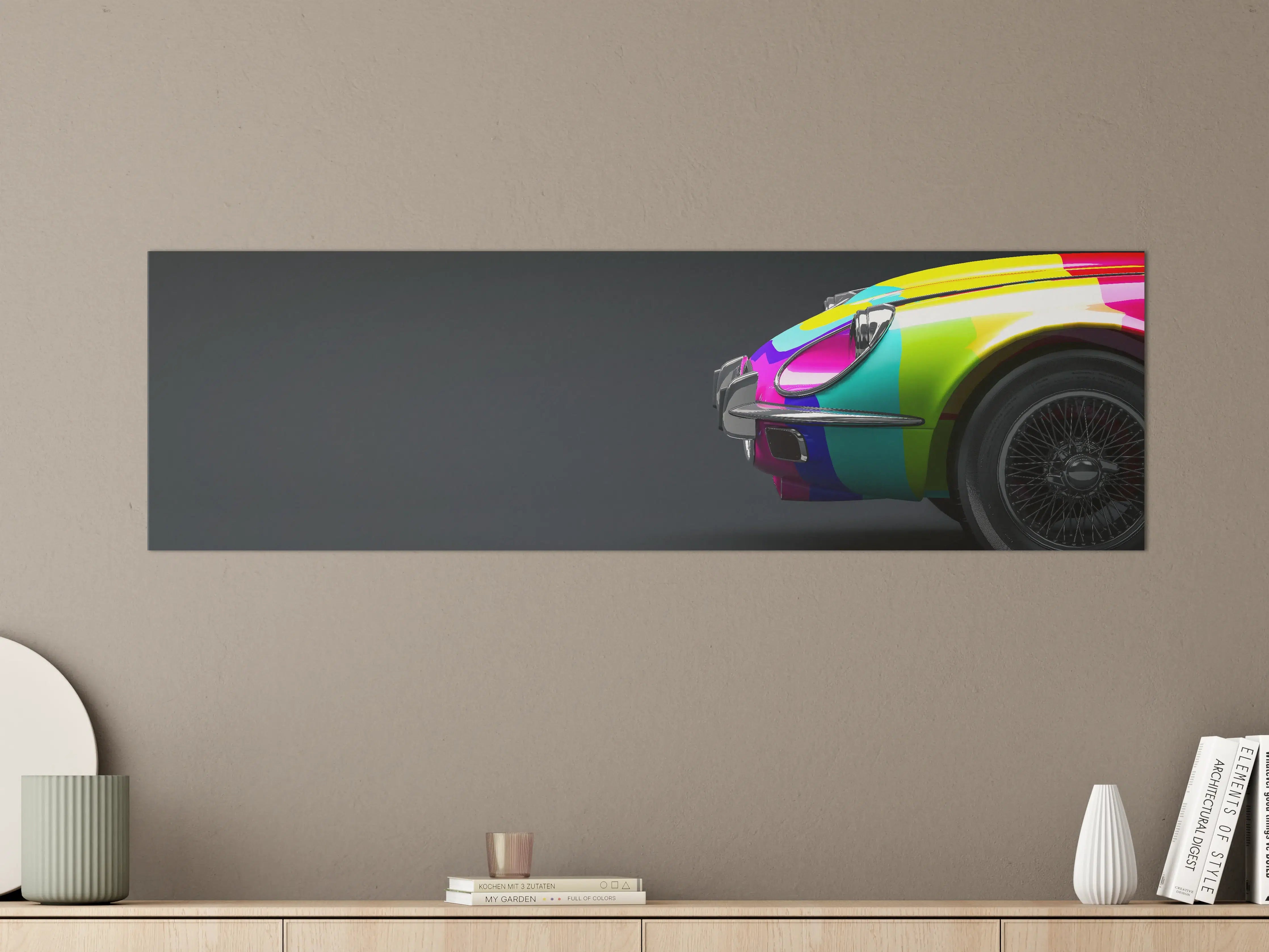 Große Wandbilder - Buntes Retro Auto 3D