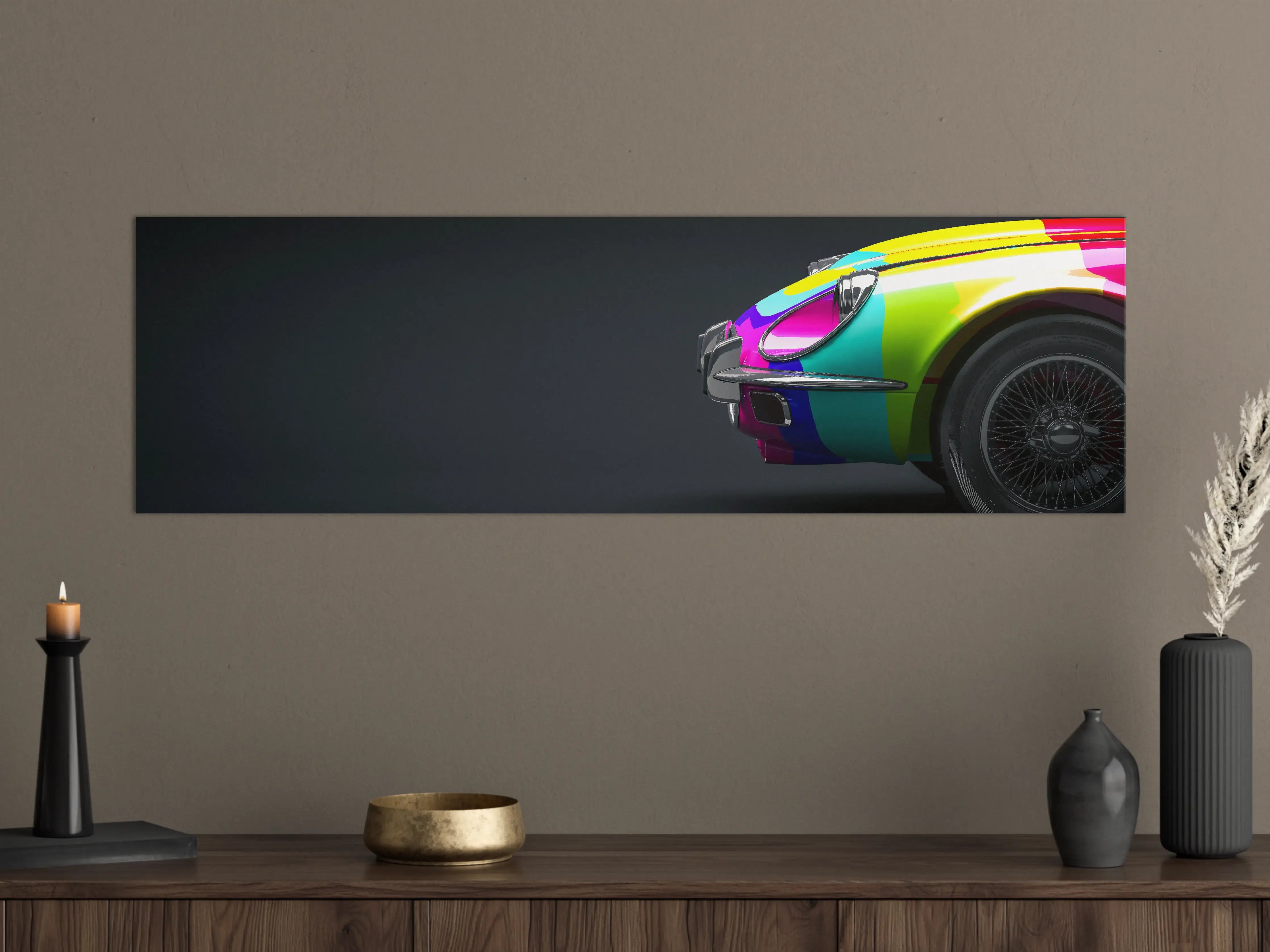 Große Wandbilder - Buntes Retro Auto 3D