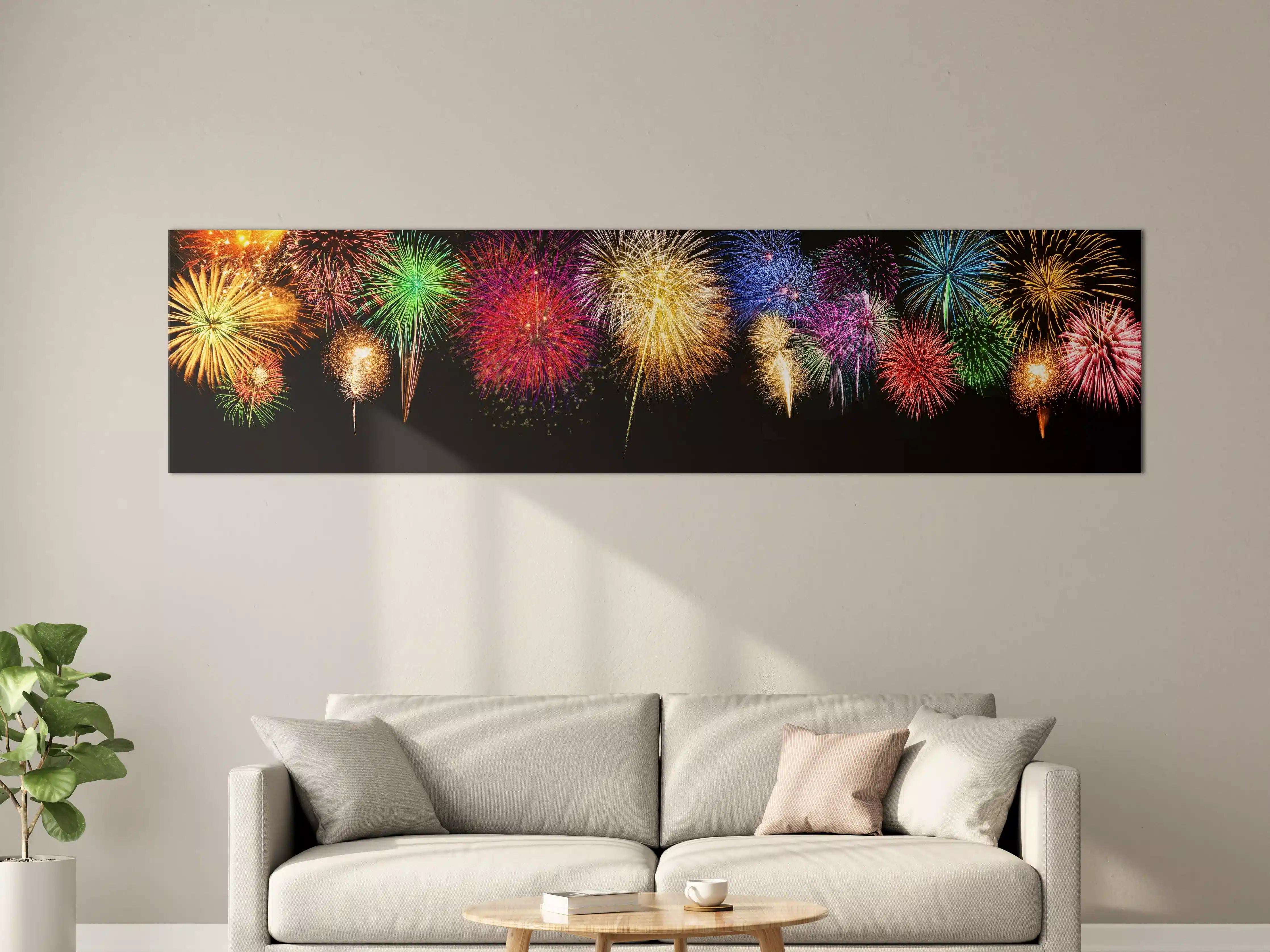 Große Wandbilder - Buntes Silvester Feuerwerk Panorama