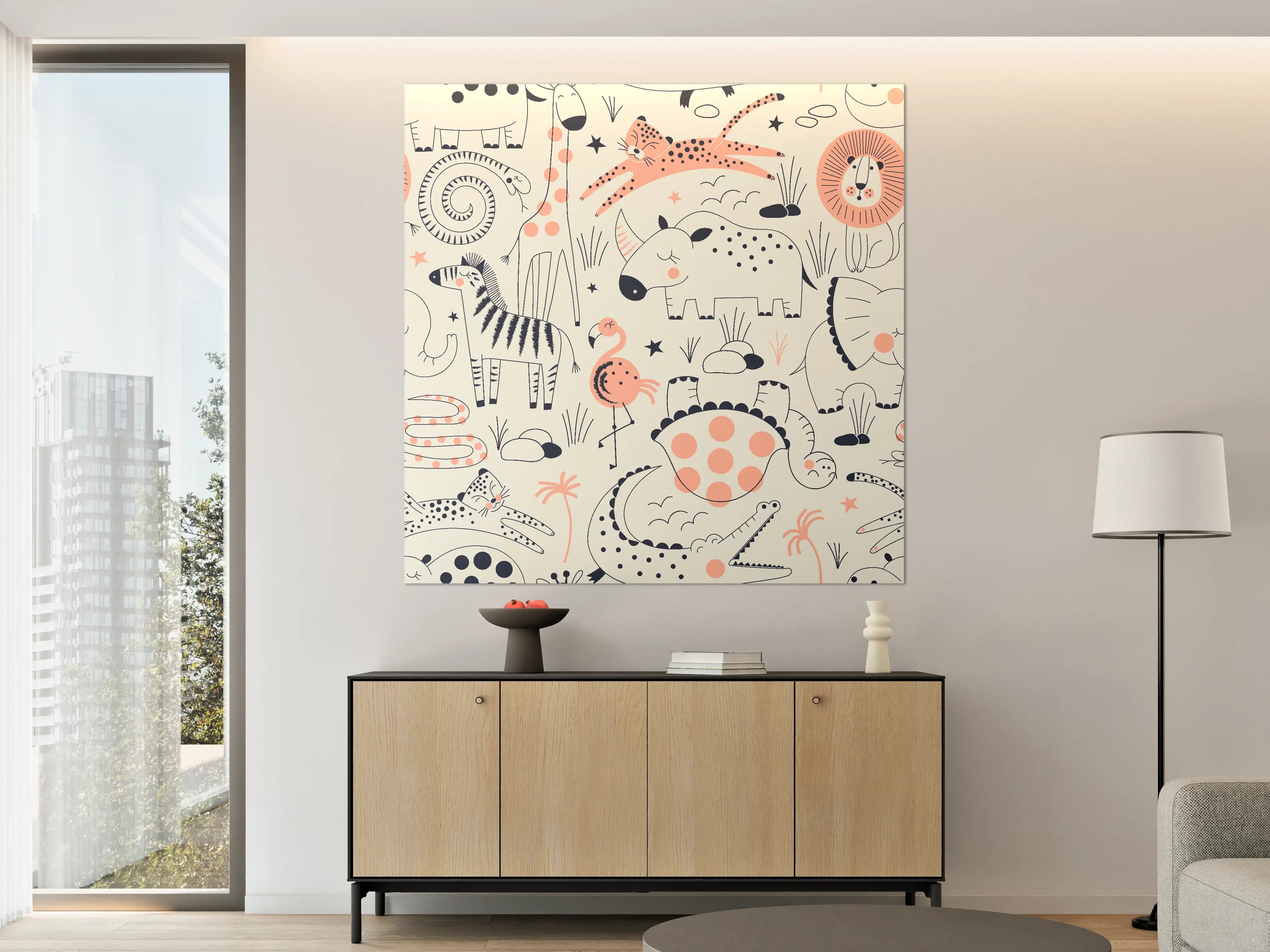 Große Wandbilder - Buntes Tiermuster Print