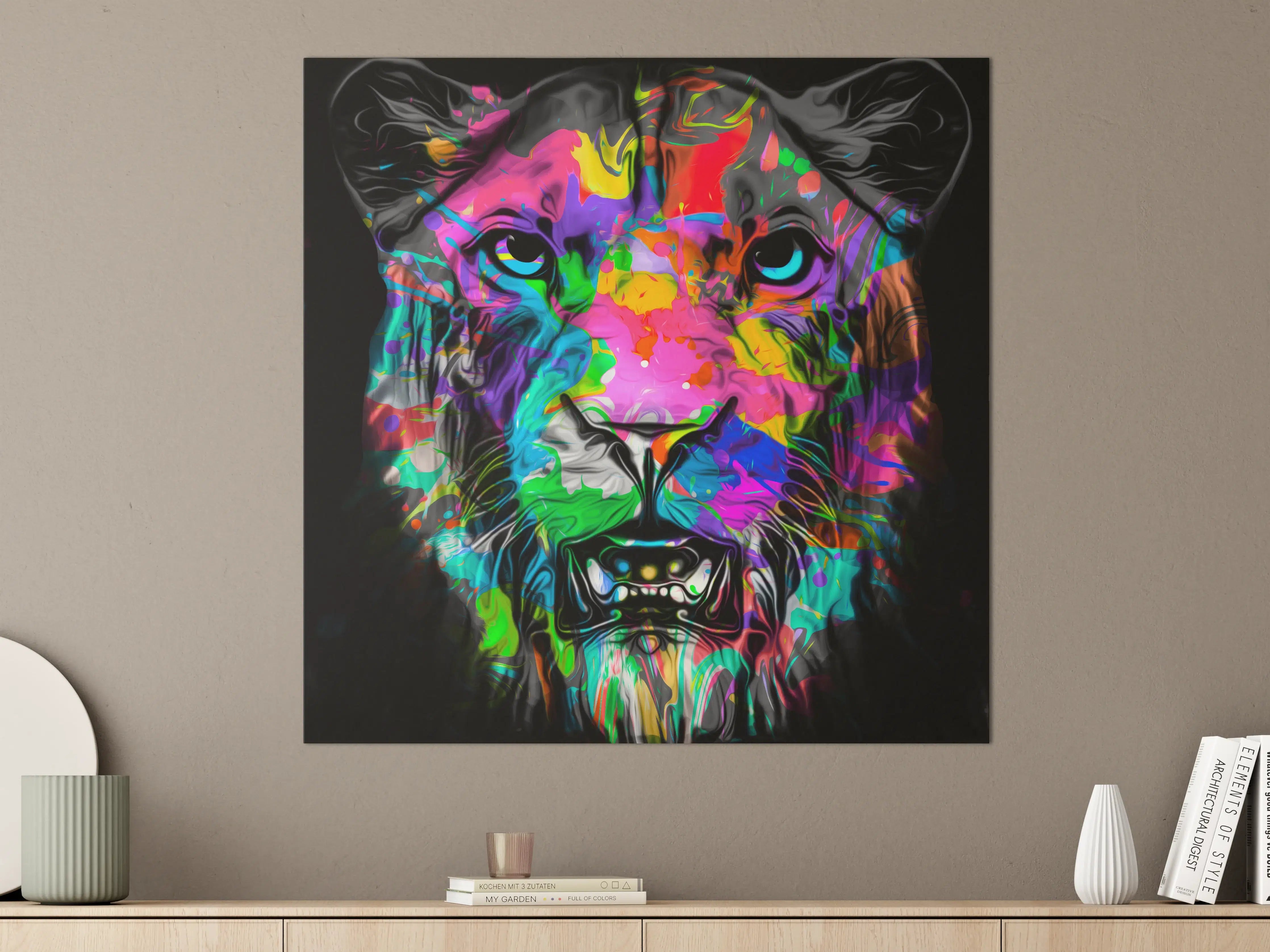 Große Wandbilder - Buntes Tigerkopfdesign