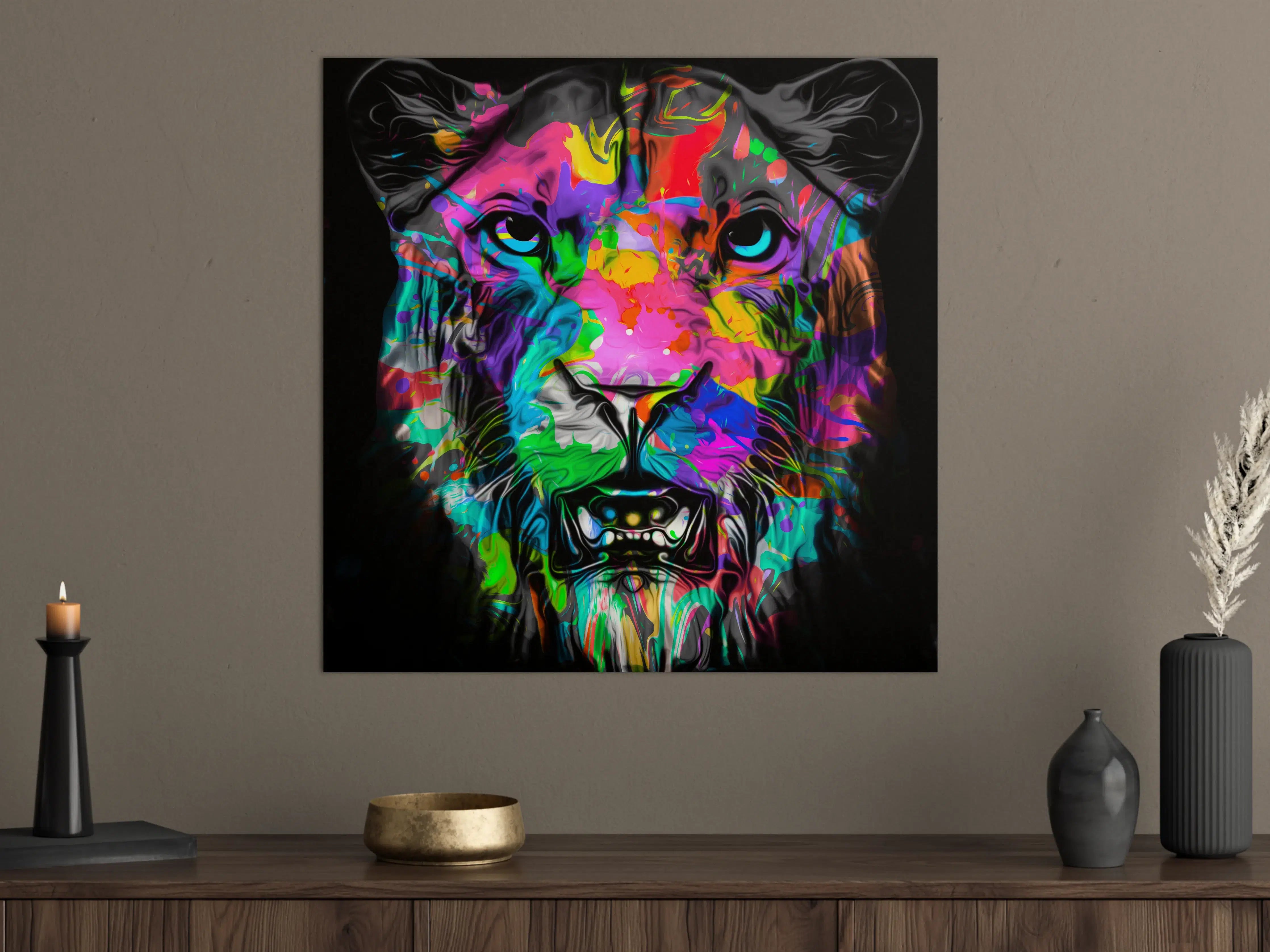 Große Wandbilder - Buntes Tigerkopfdesign