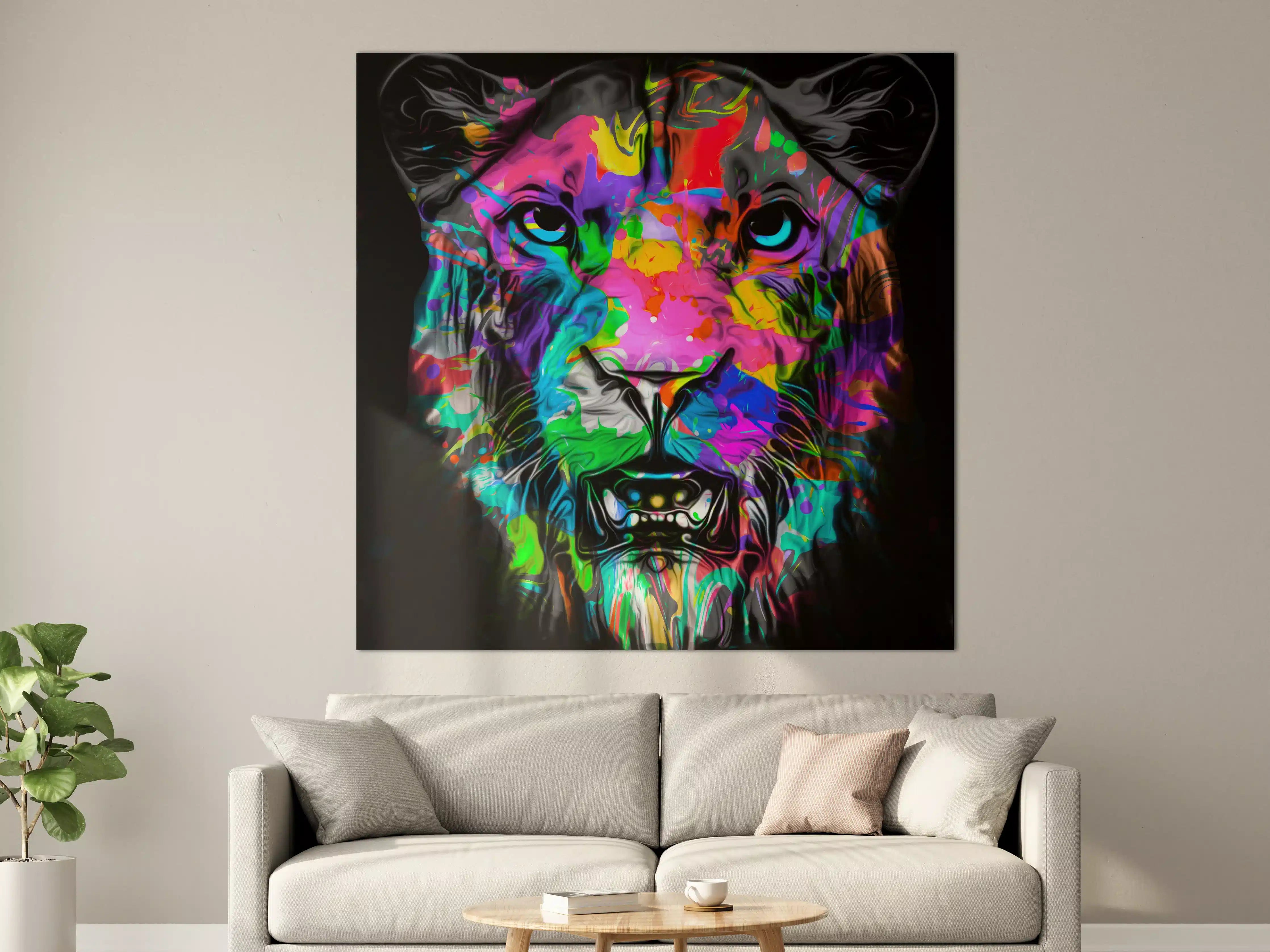 Große Wandbilder - Buntes Tigerkopfdesign