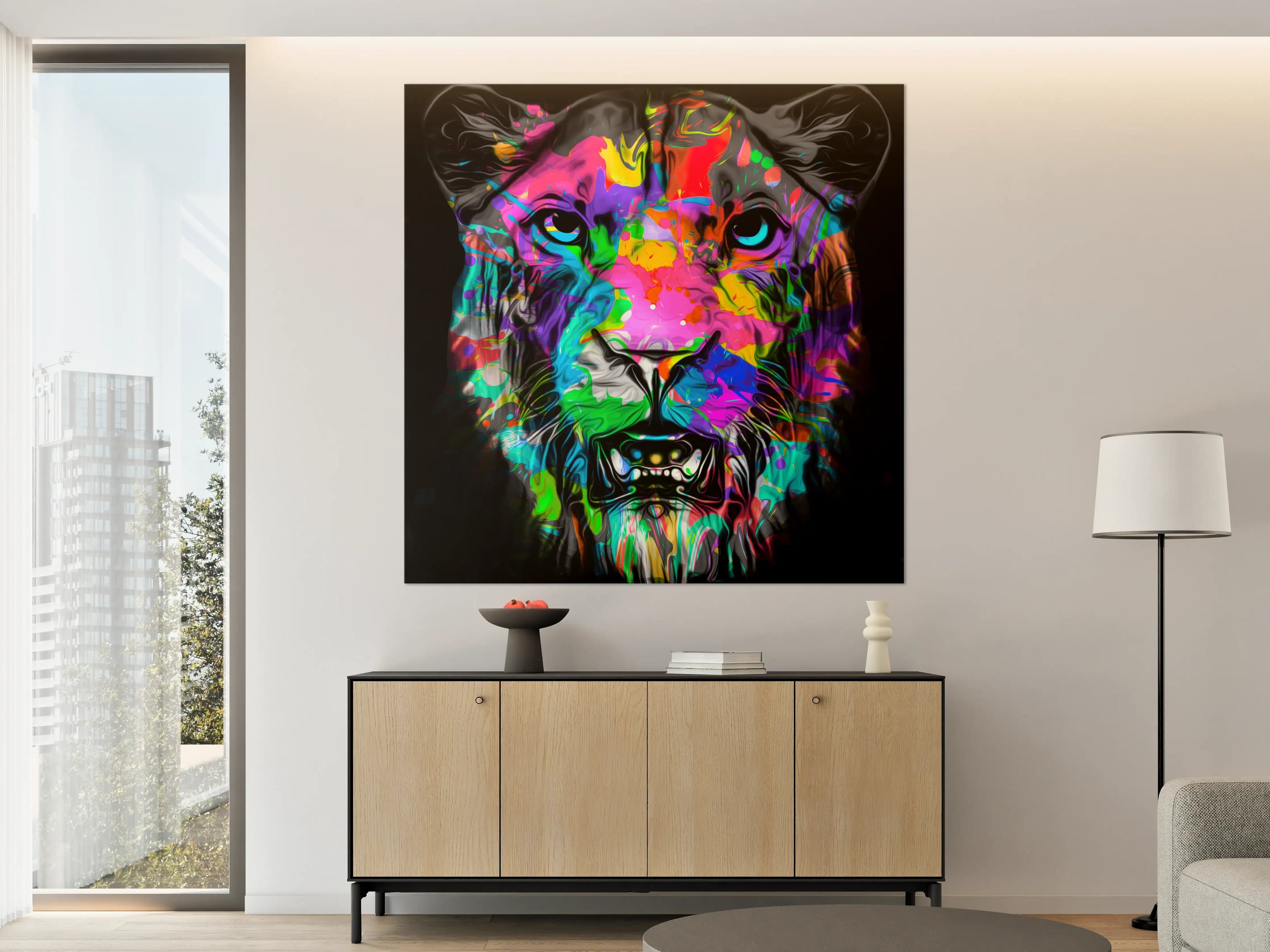 Große Wandbilder - Buntes Tigerkopfdesign