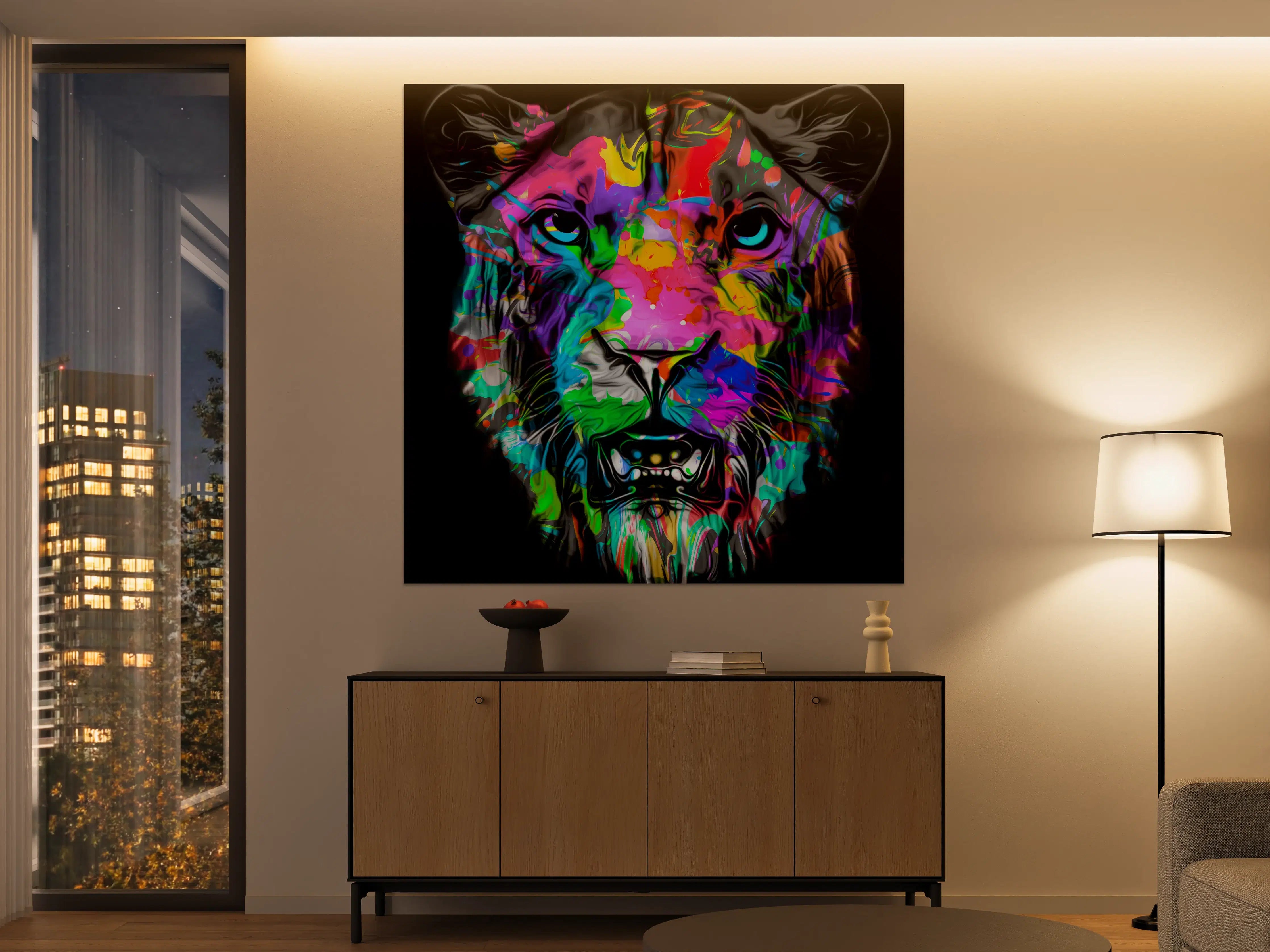 Große Wandbilder - Buntes Tigerkopfdesign
