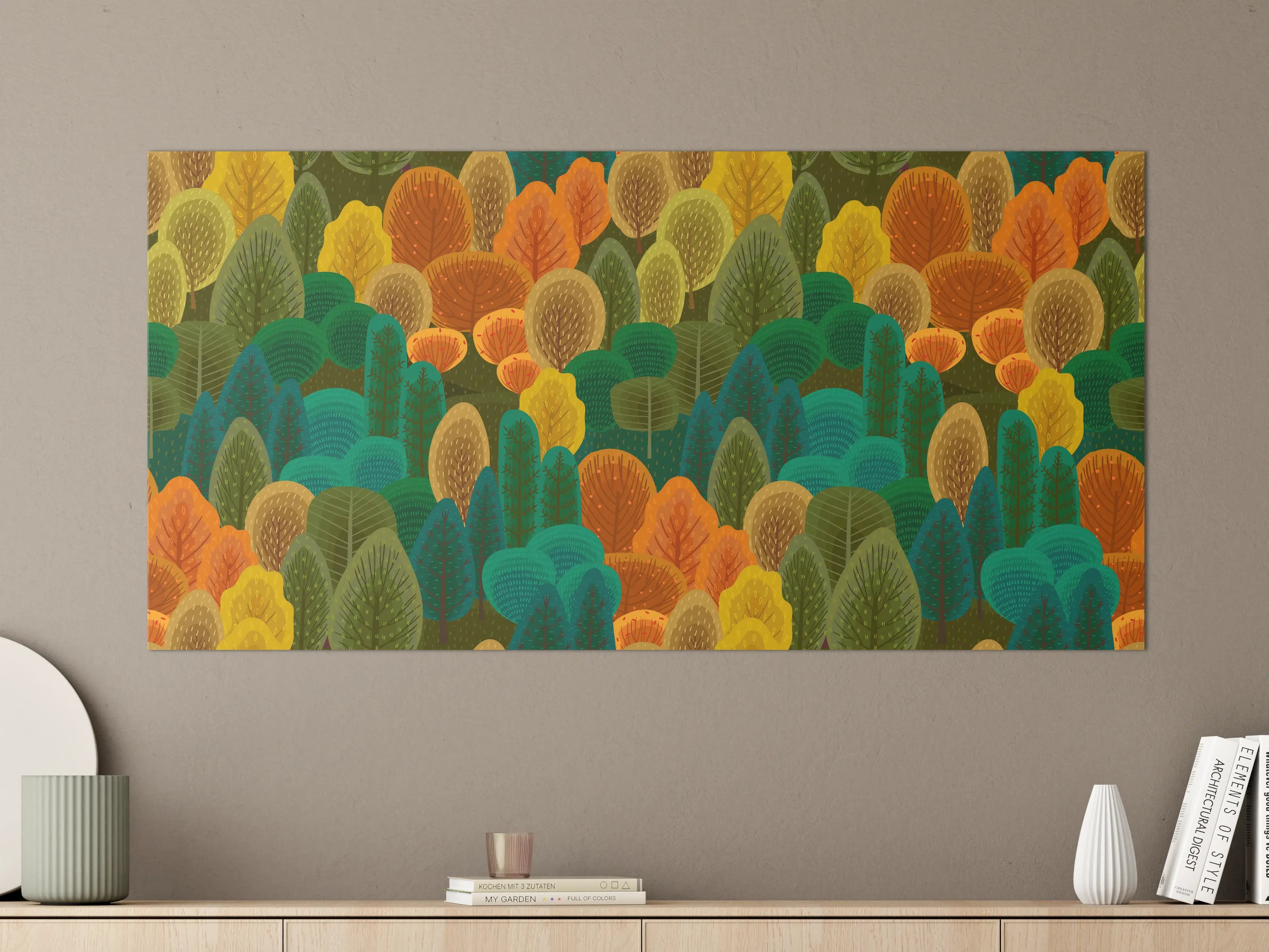 Große Wandbilder - Buntes Waldmuster Design