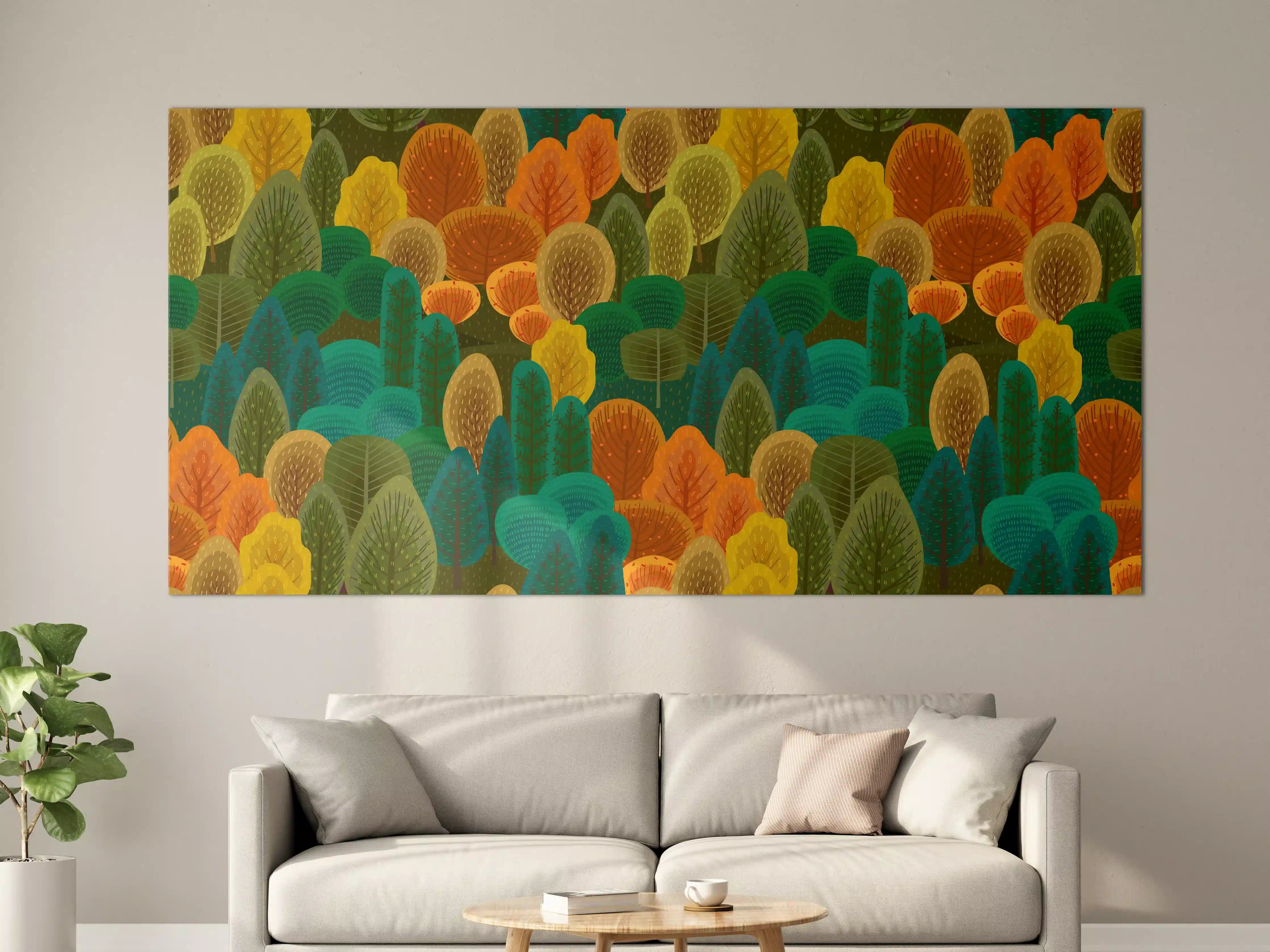 Große Wandbilder - Buntes Waldmuster Design