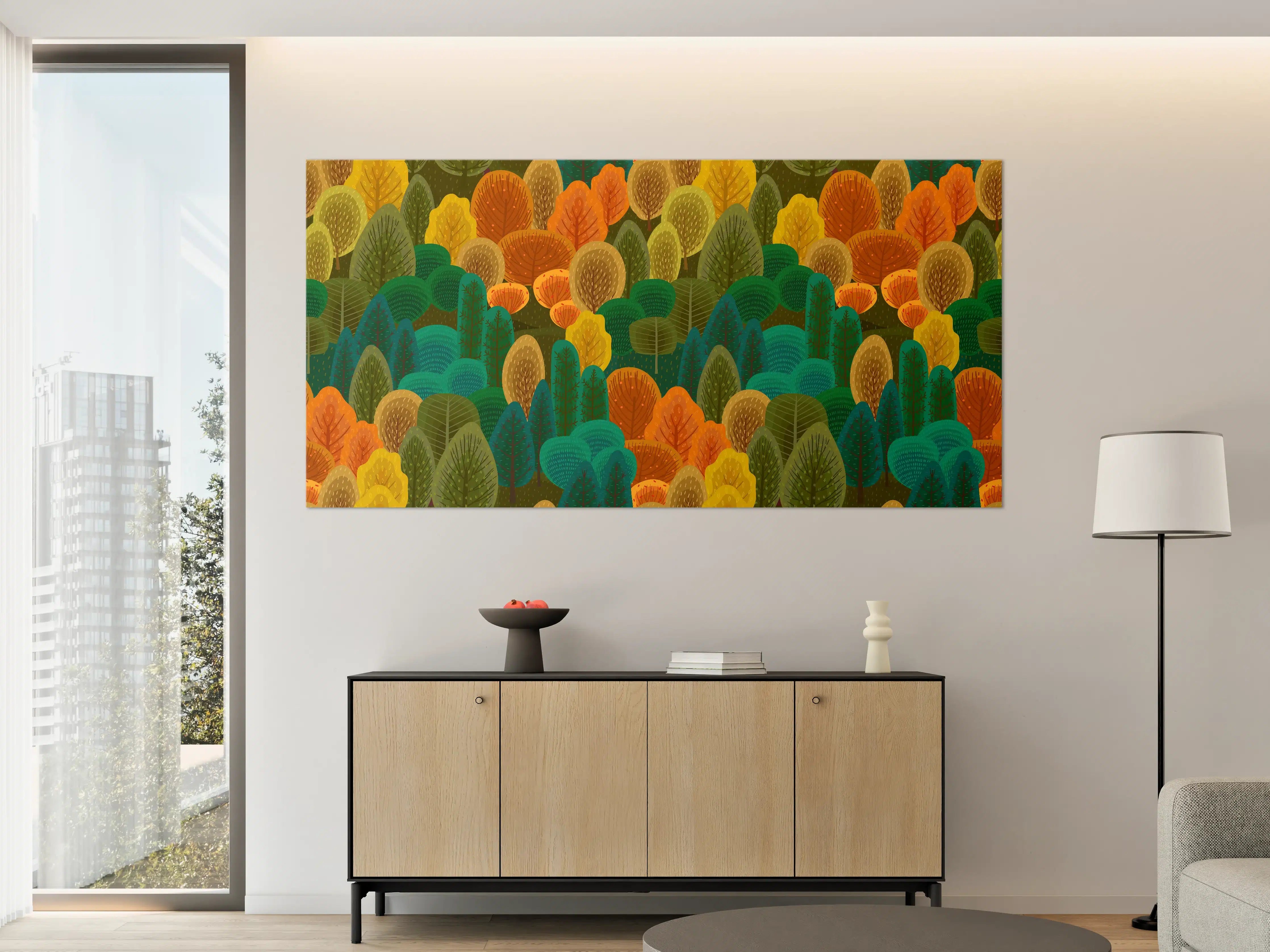 Große Wandbilder - Buntes Waldmuster Design
