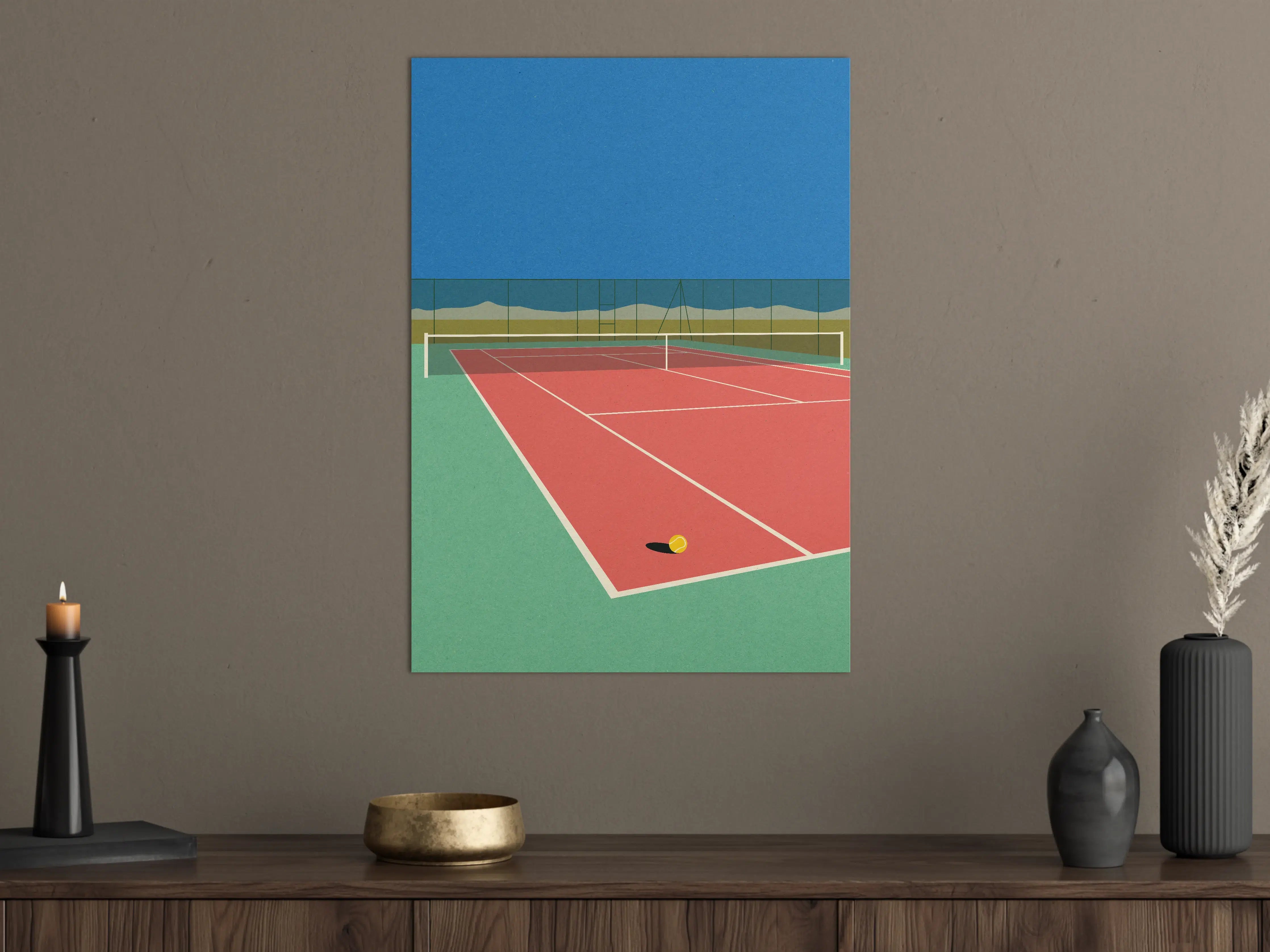 Große Wandbilder - Buntes Wüsten-Tennis-Court Papierkunst
