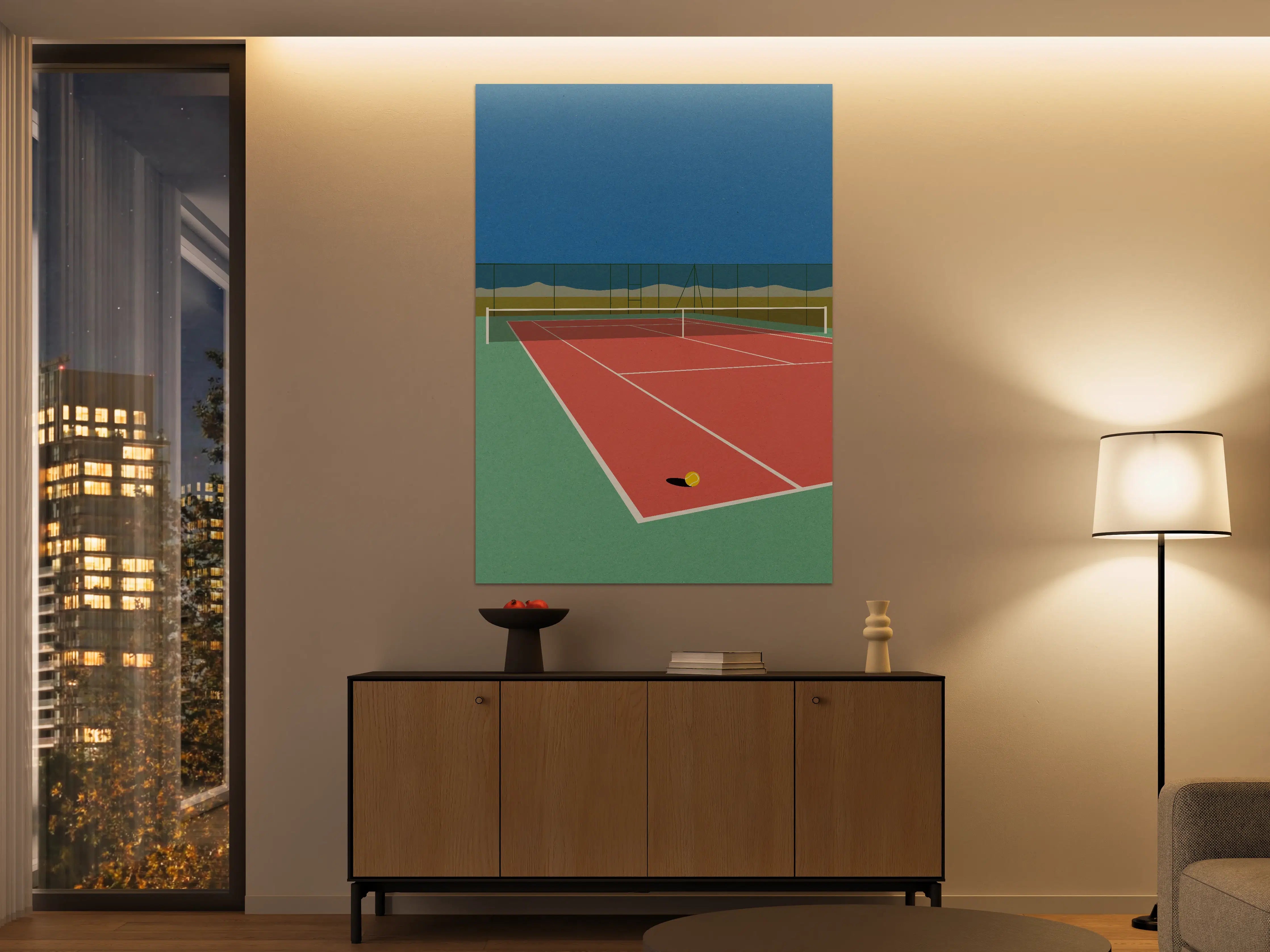 Große Wandbilder - Buntes Wüsten-Tennis-Court Papierkunst
