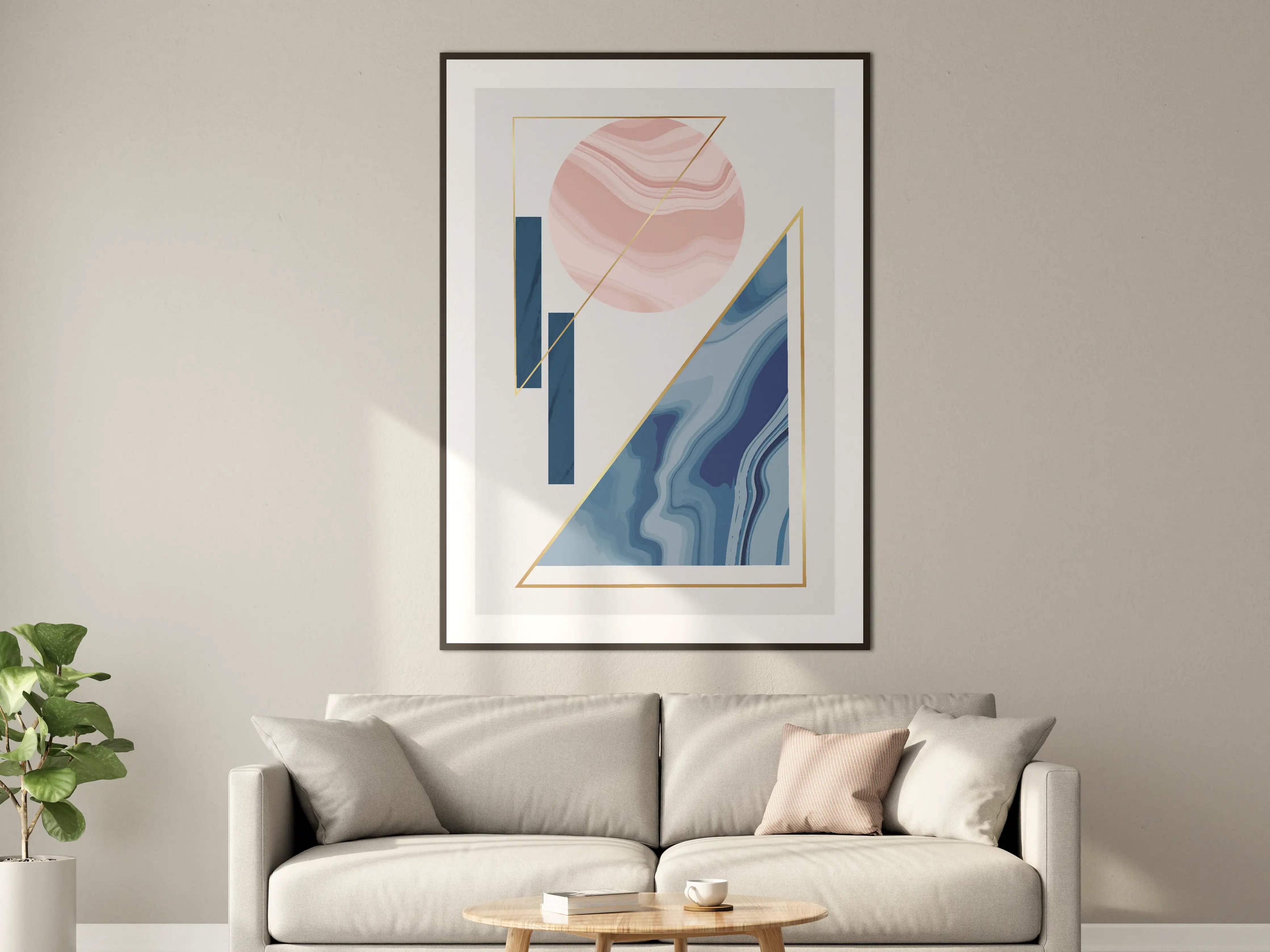 Große Wandbilder - Buntes geometrisches Wandbild mit Farbschiedfe