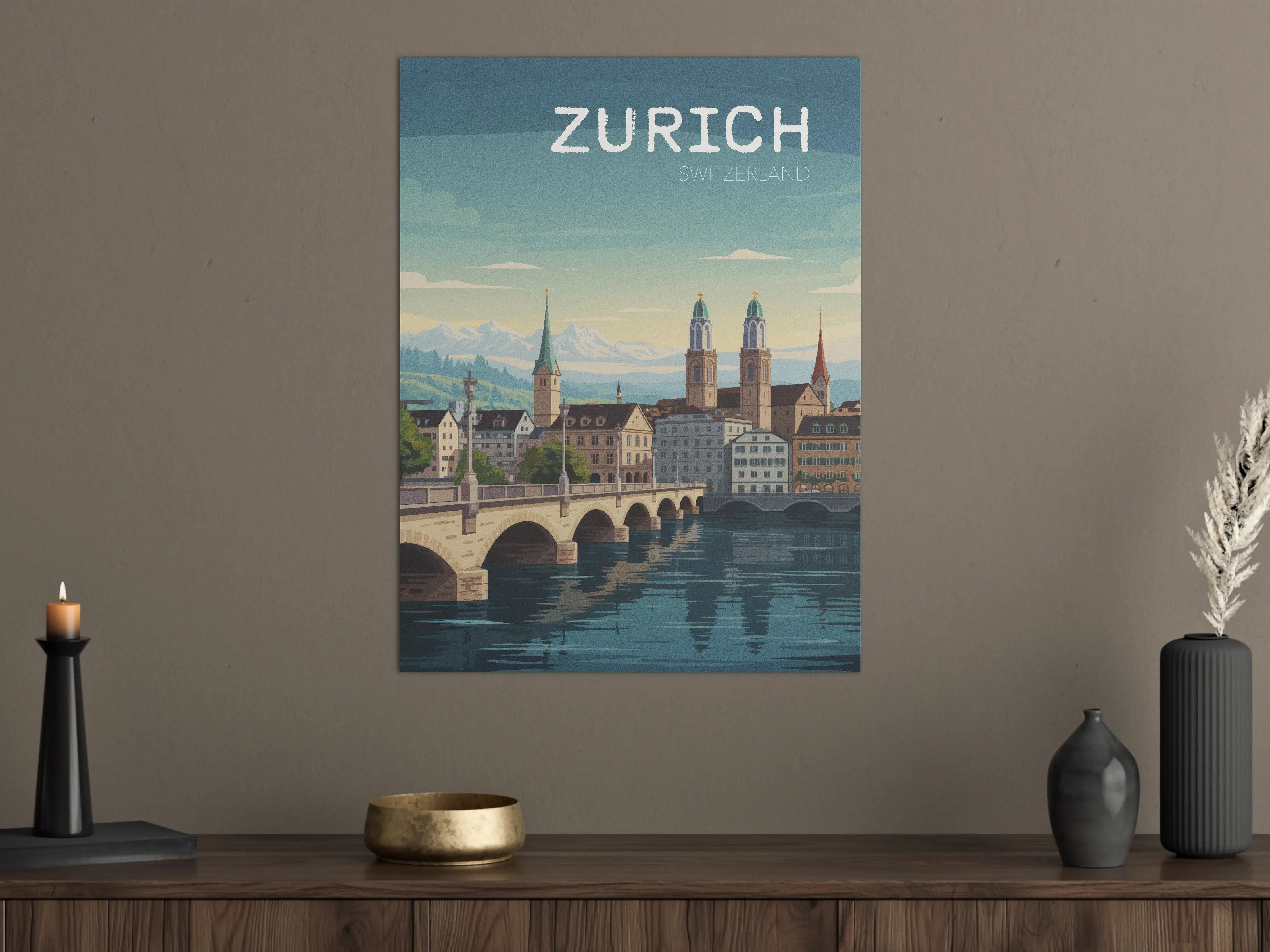 Große Wandbilder - Charmante Ansicht von Zürich bei Sonnenaufgang