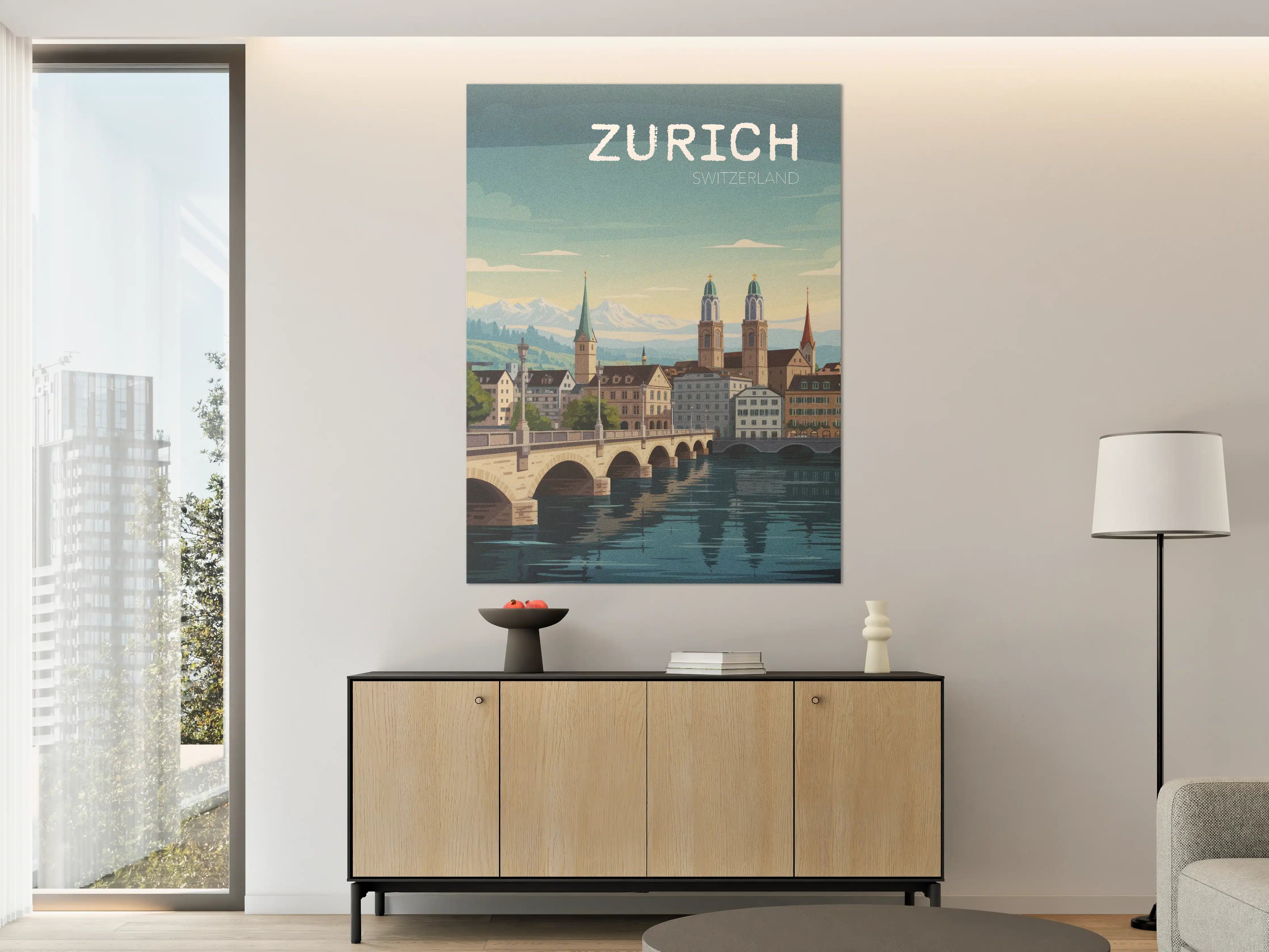 Große Wandbilder - Charmante Ansicht von Zürich bei Sonnenaufgang