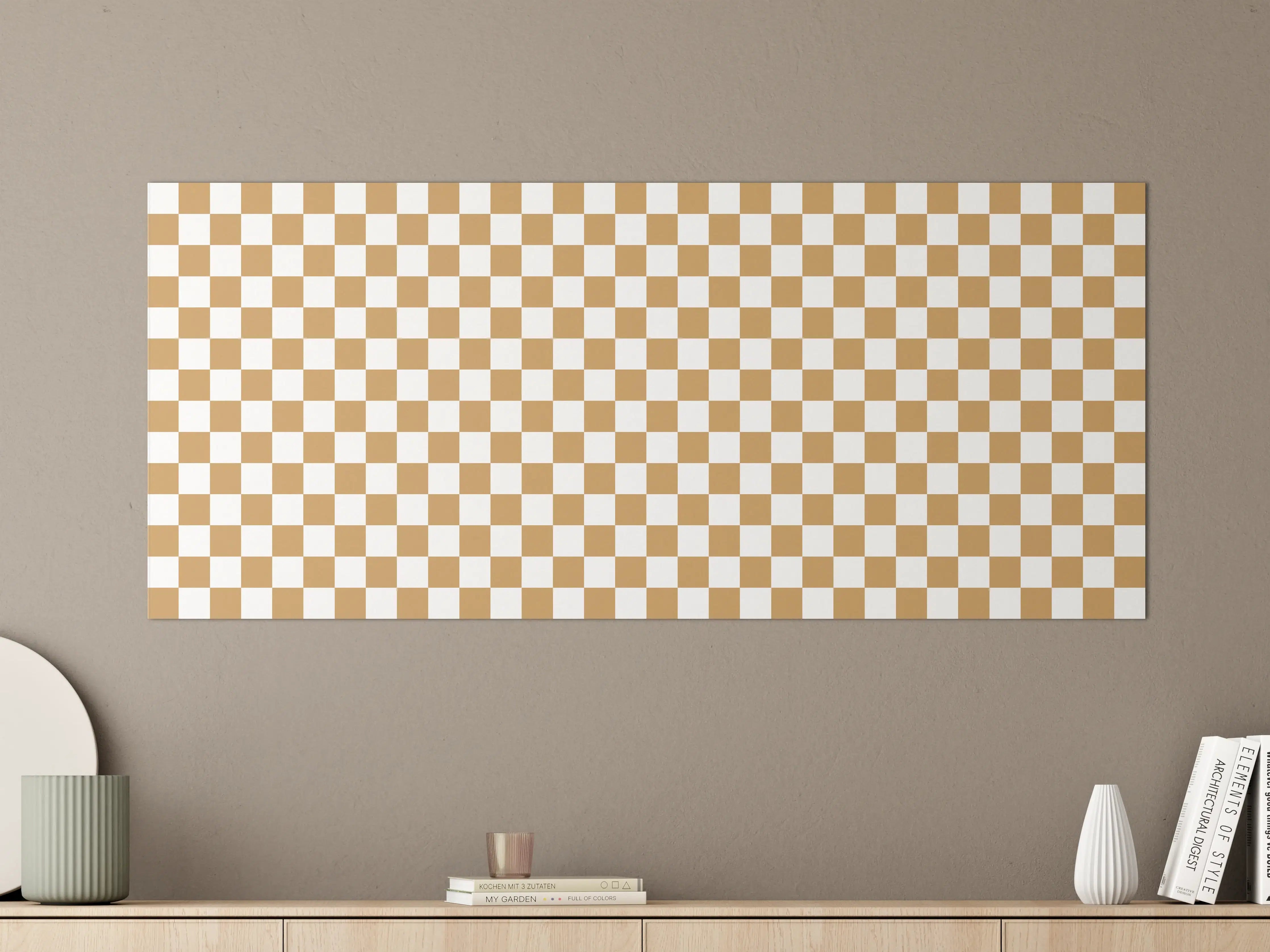 Große Wandbilder - Checkered Brown and Beige Pattern