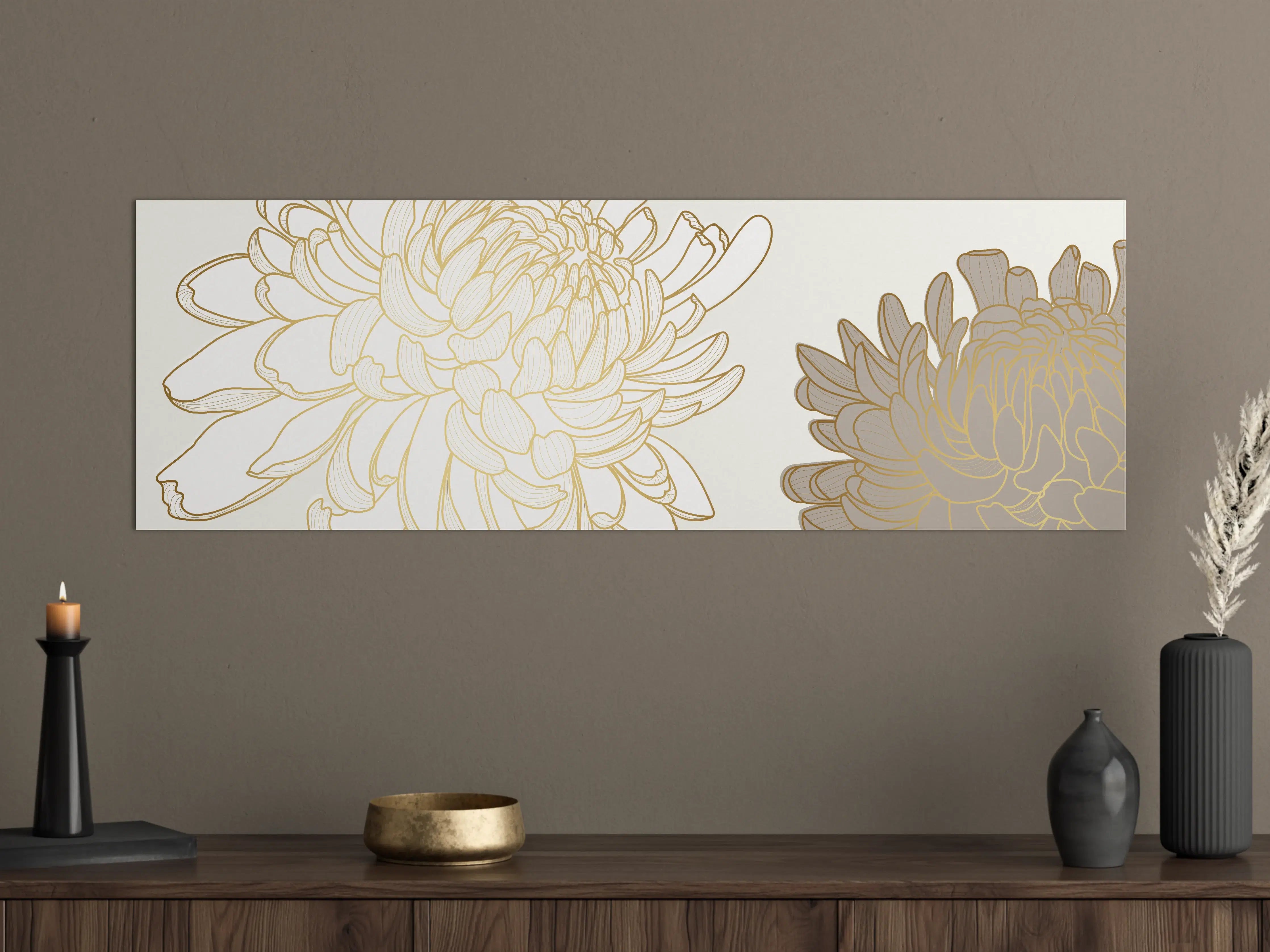 Große Wandbilder - Chic Cream Floral Illustration