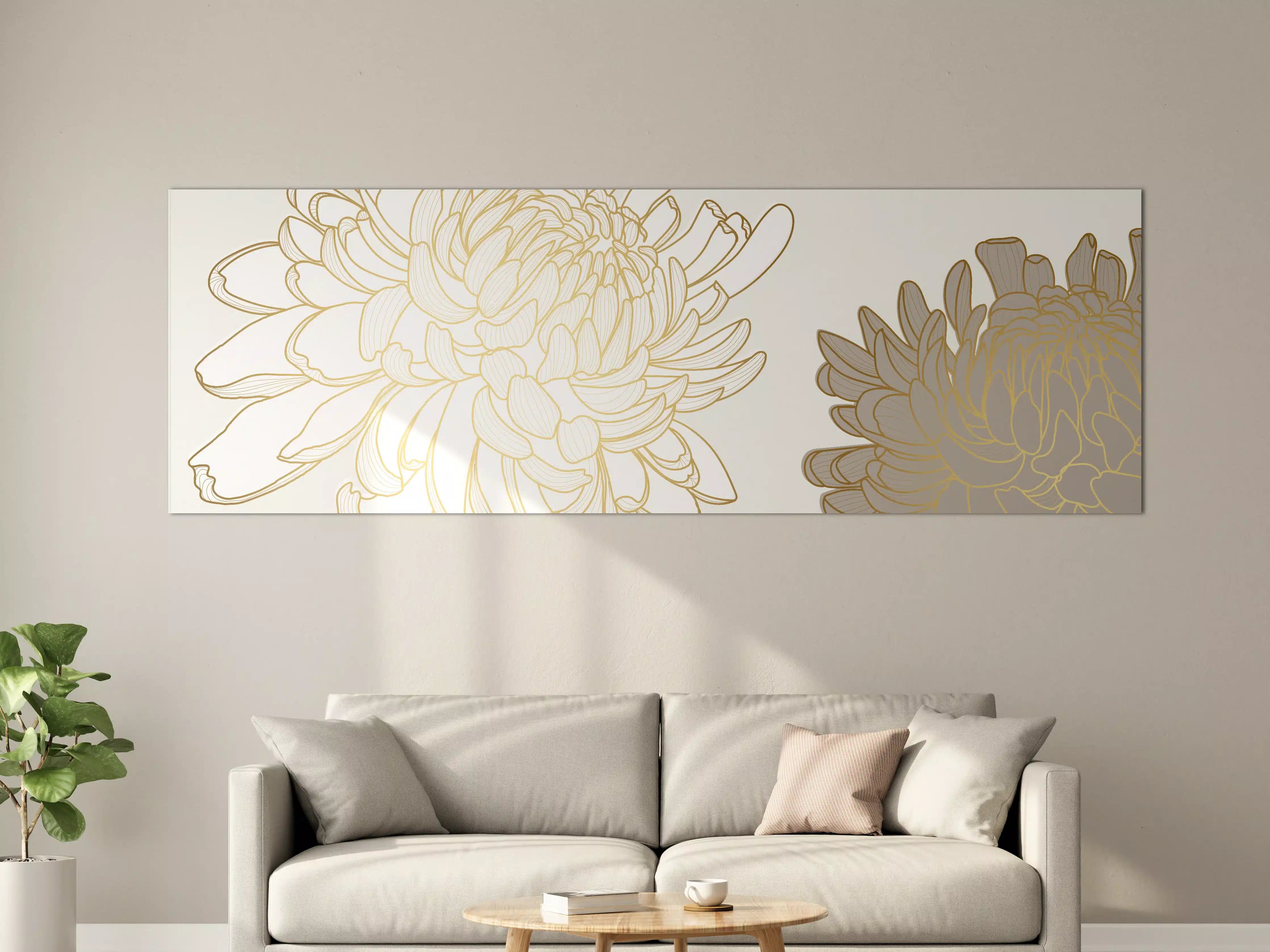 Große Wandbilder - Chic Cream Floral Illustration