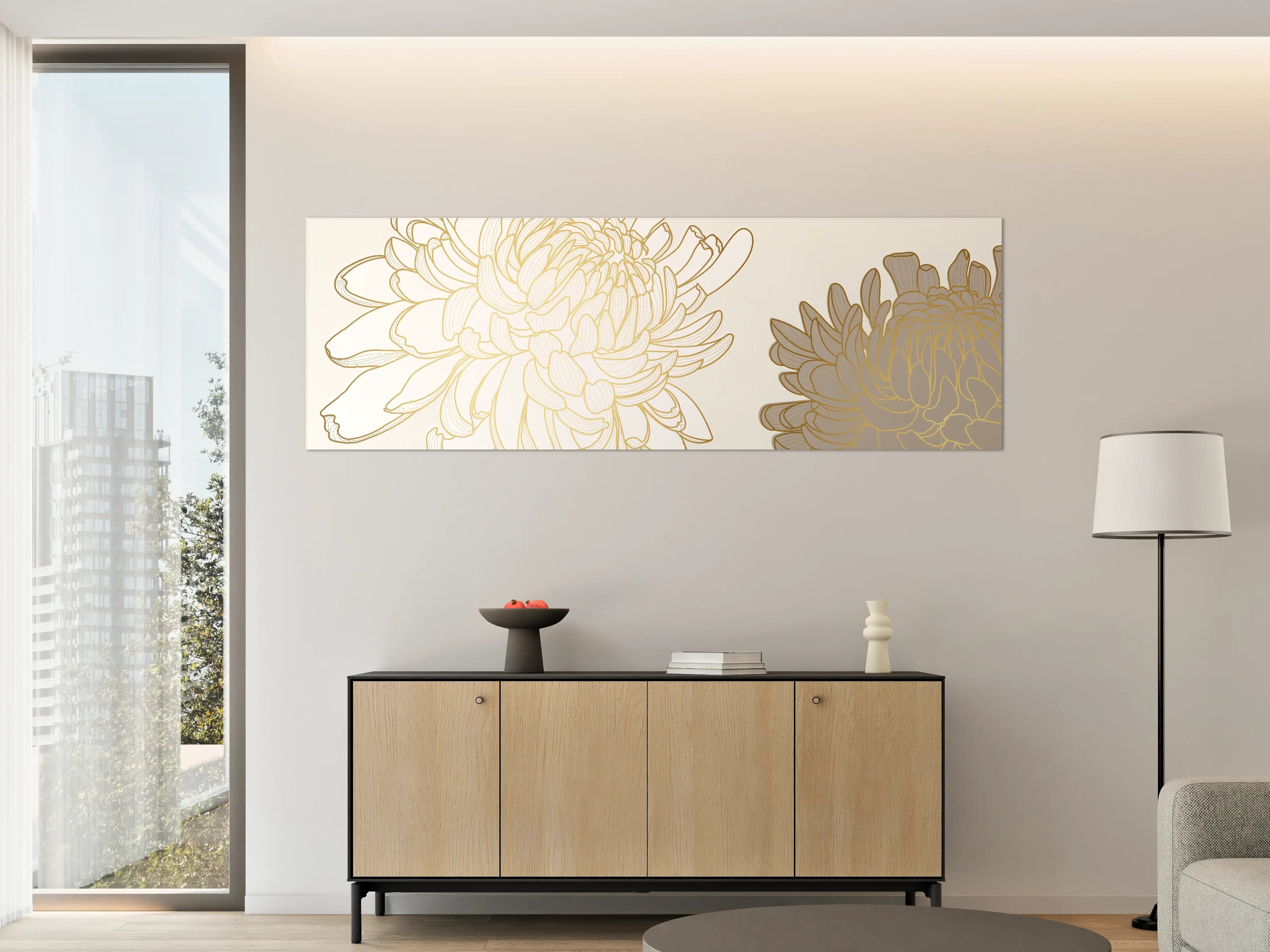 Große Wandbilder - Chic Cream Floral Illustration