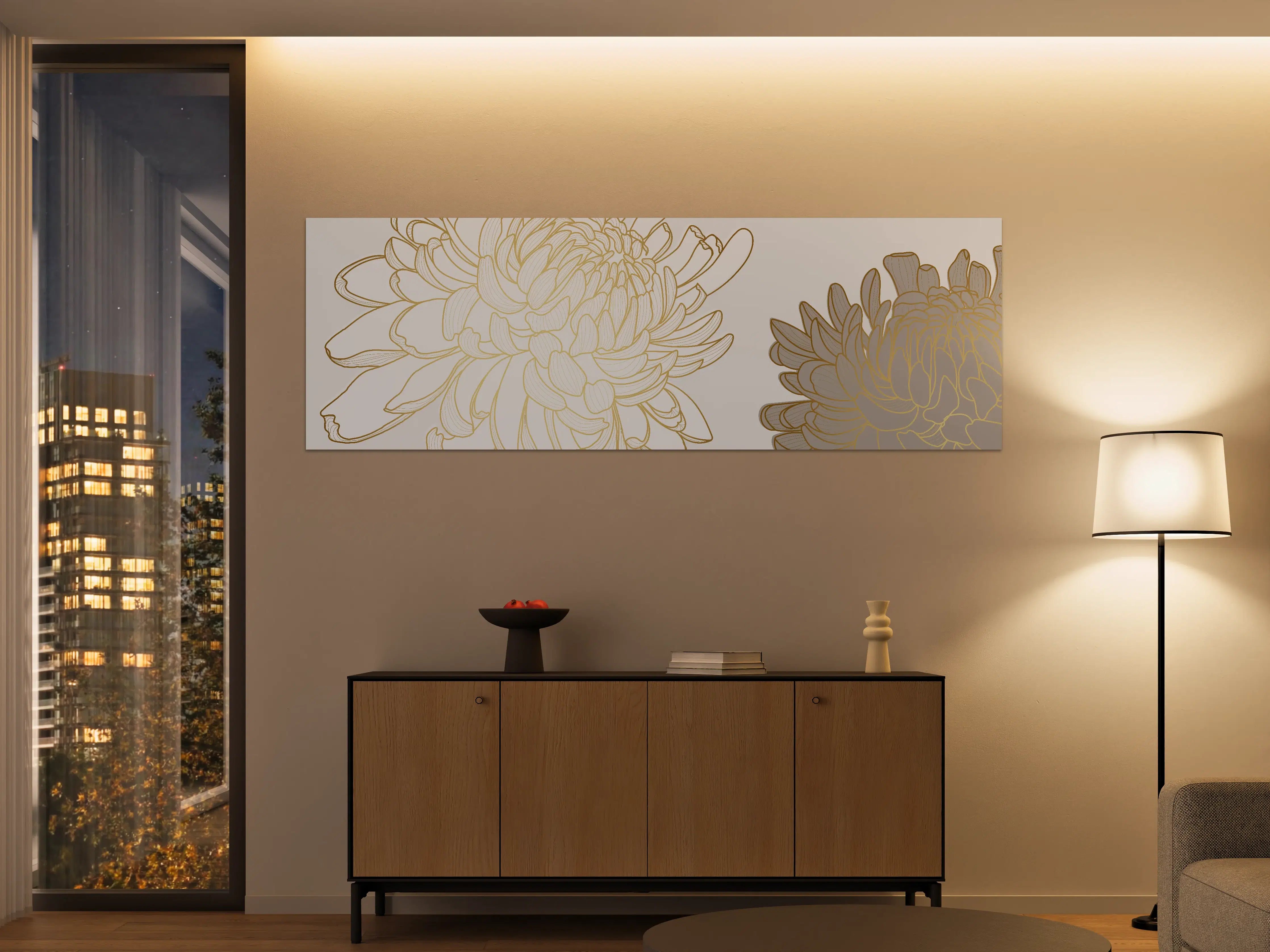 Große Wandbilder - Chic Cream Floral Illustration