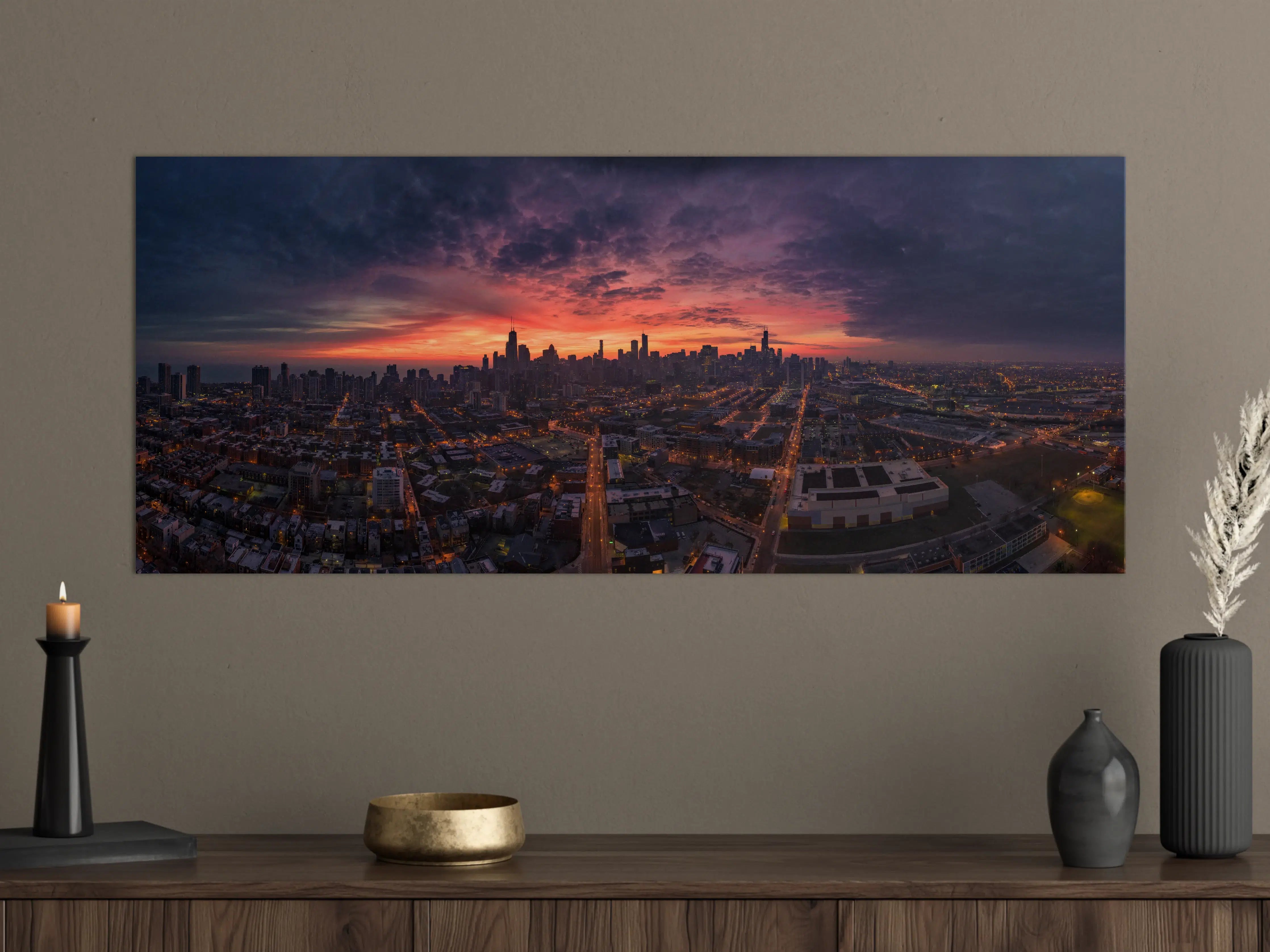 Große Wandbilder - Chicago Luftbildpanorama von Westen