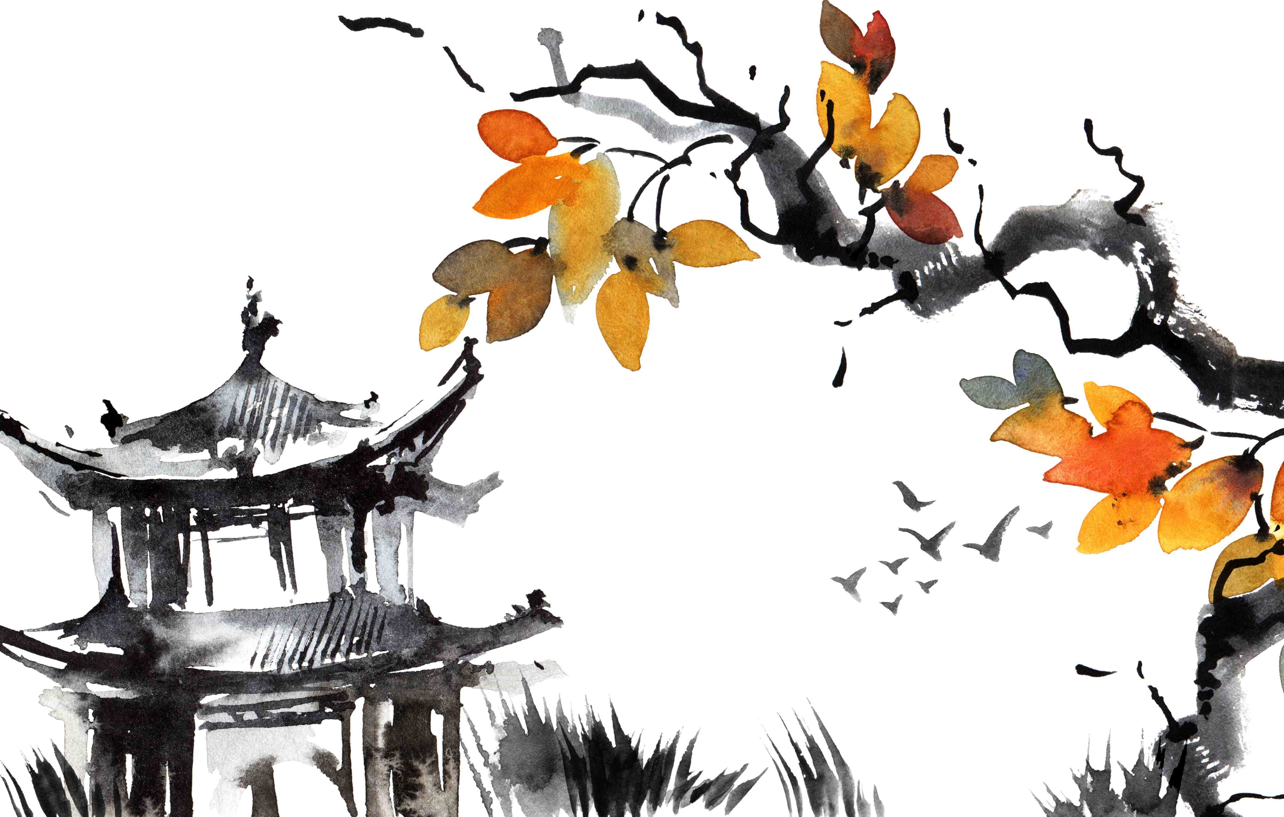 Große Wandbilder-Chinesische Landschaft - Aquarell