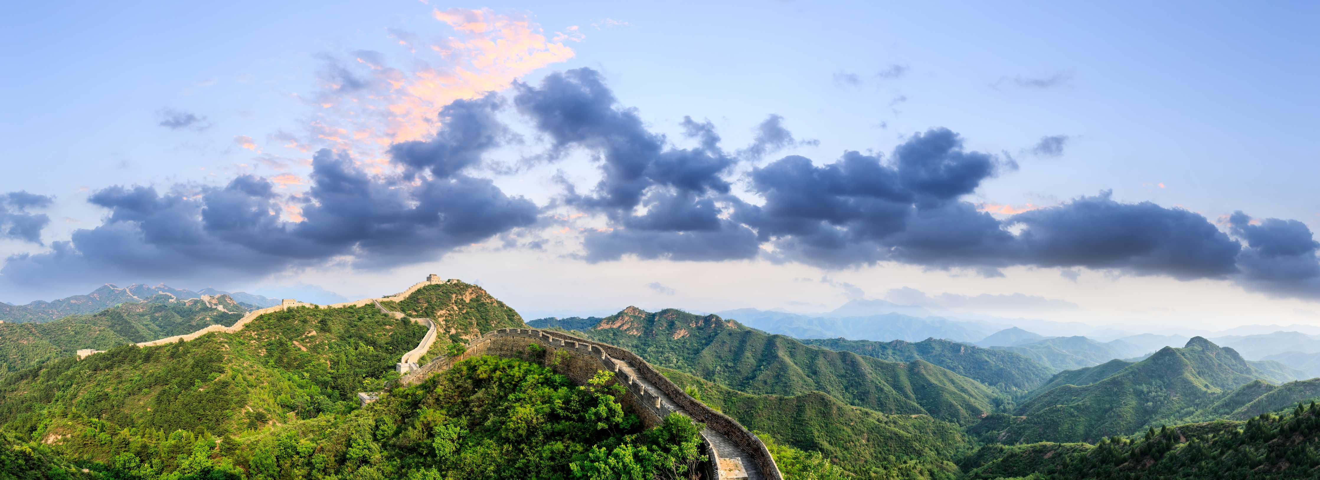 Große Wandbilder-Chinesische Mauer Panorama Grün-Blau