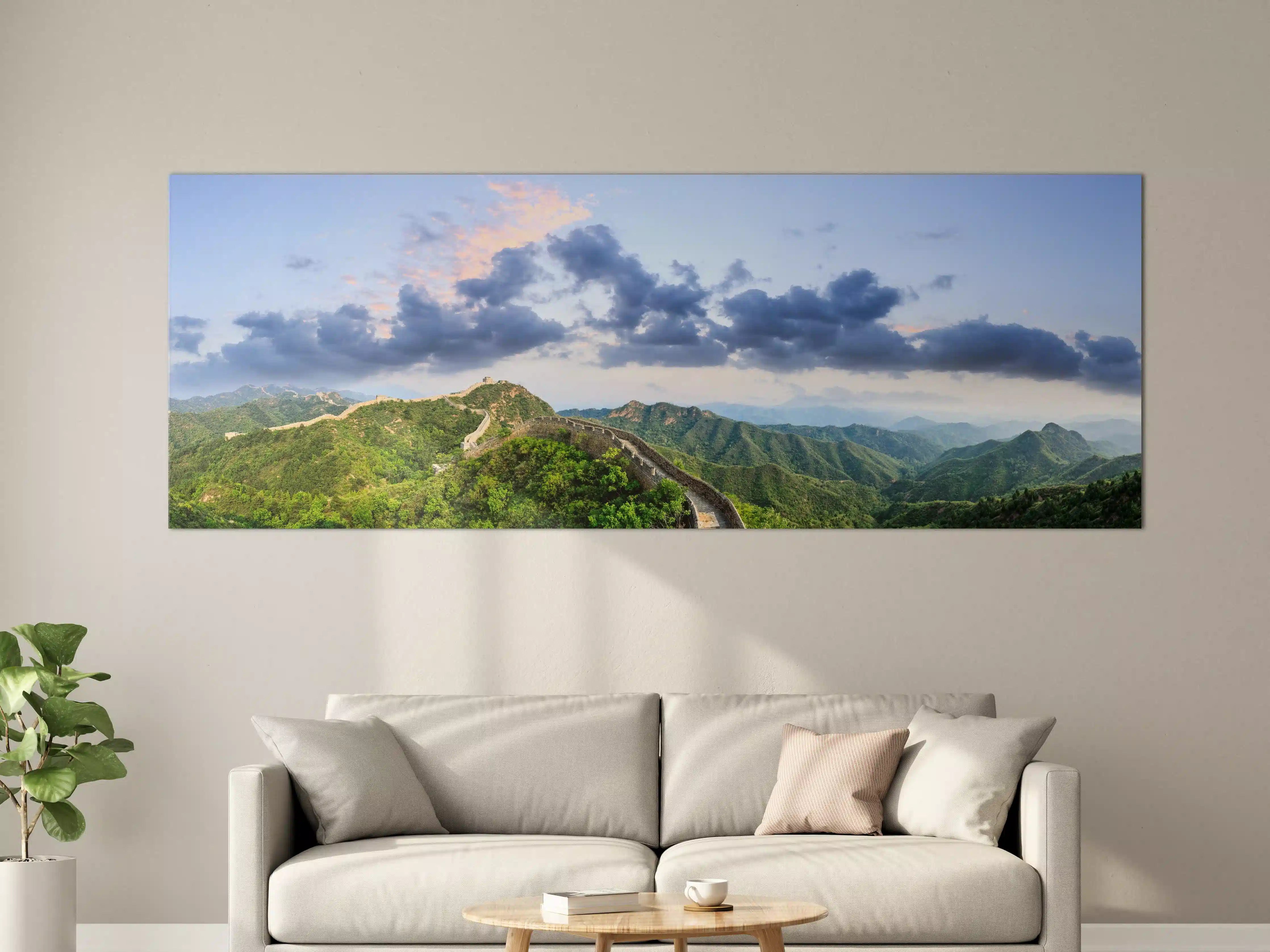 Große Wandbilder - Chinesische Mauer Panorama Grün-Blau