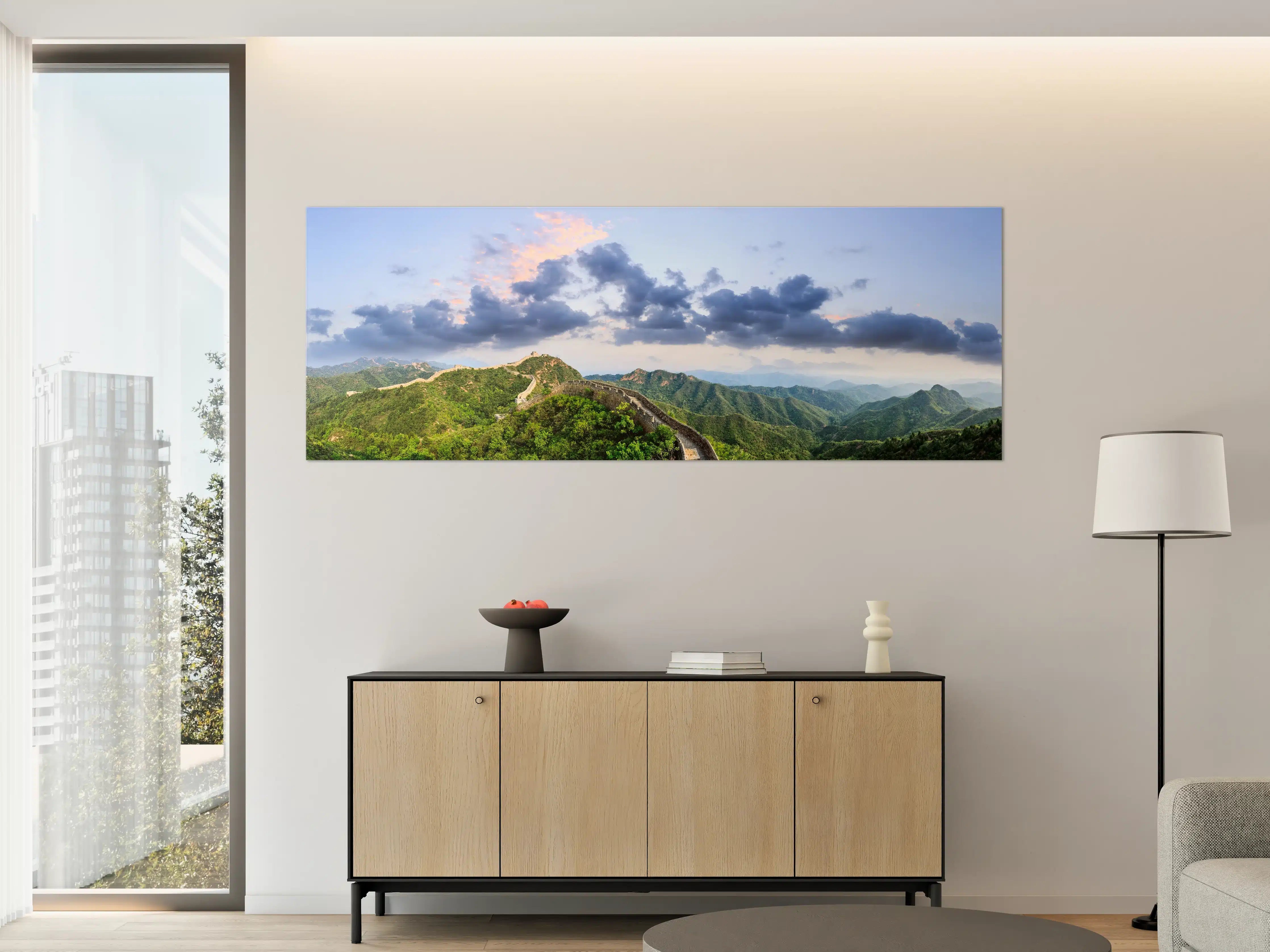 Große Wandbilder - Chinesische Mauer Panorama Grün-Blau