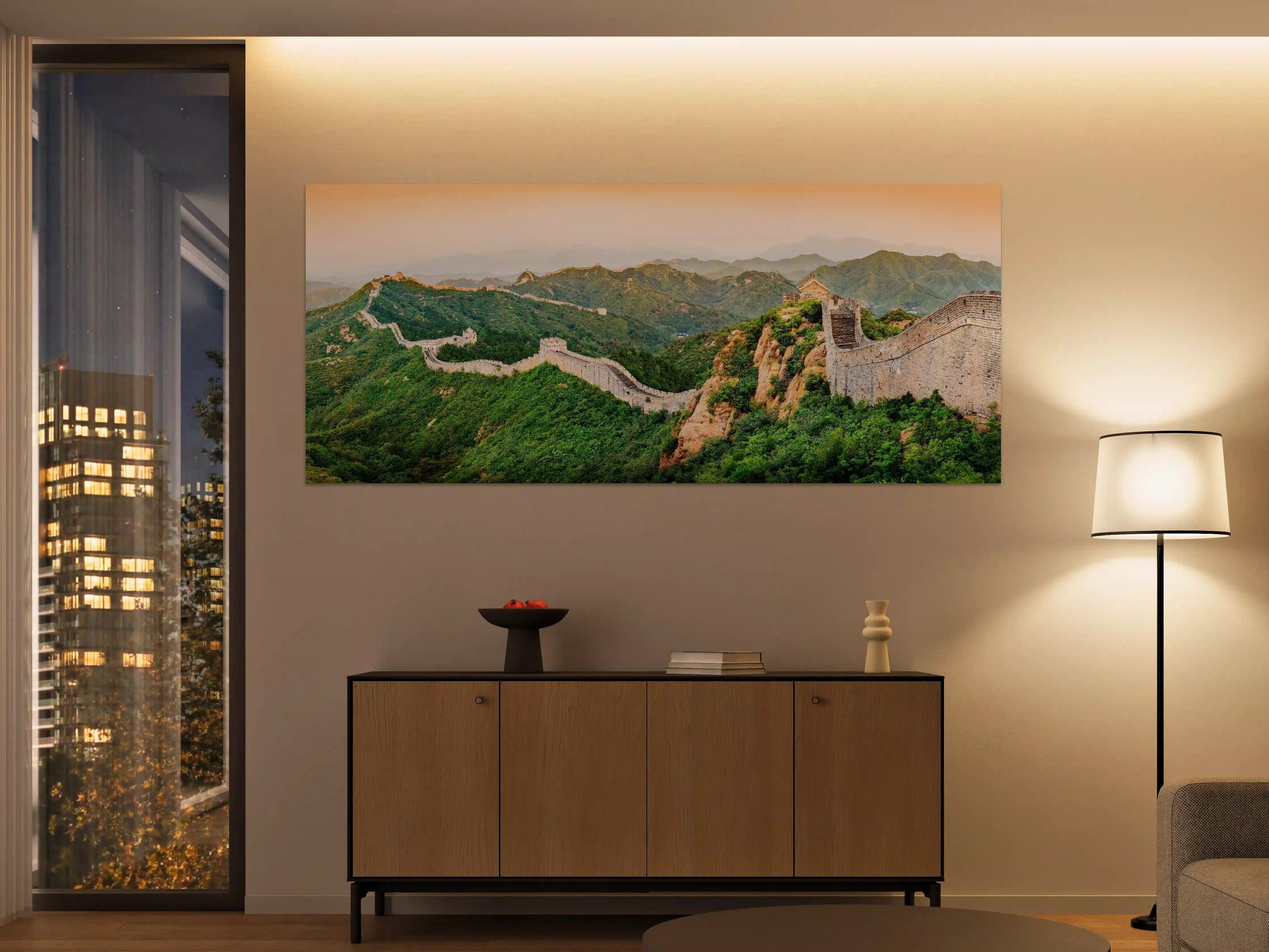 Große Wandbilder - Chinesische Mauer Panorama Grün-Orange