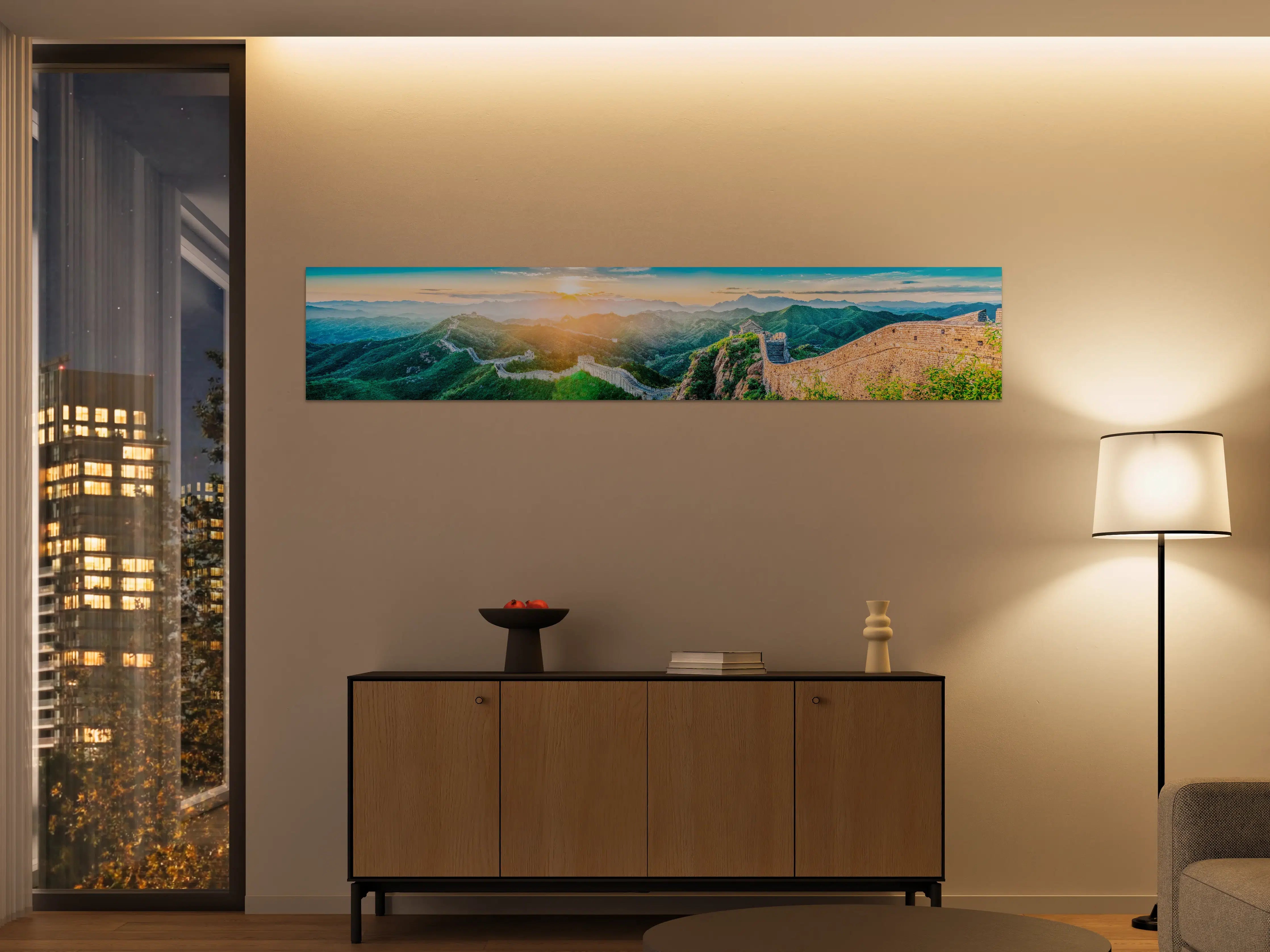 Große Wandbilder - Chinesische Mauer Panorama Sonnenaufgang