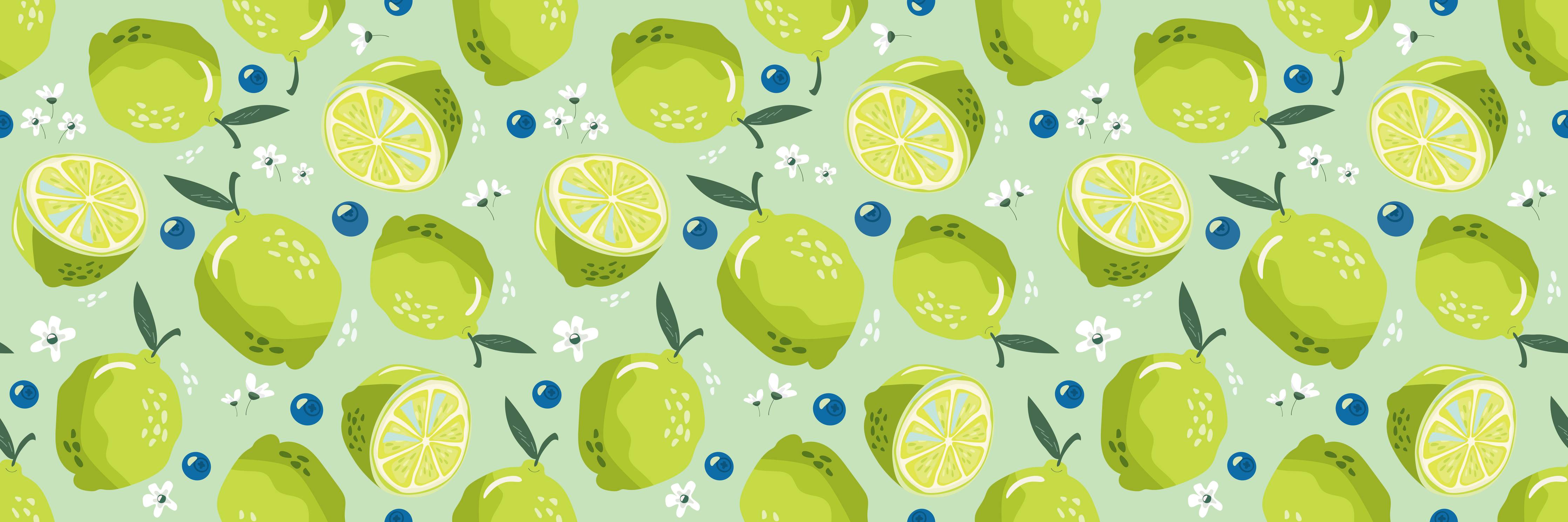 Große Wandbilder-Citrus-Limetten-Muster