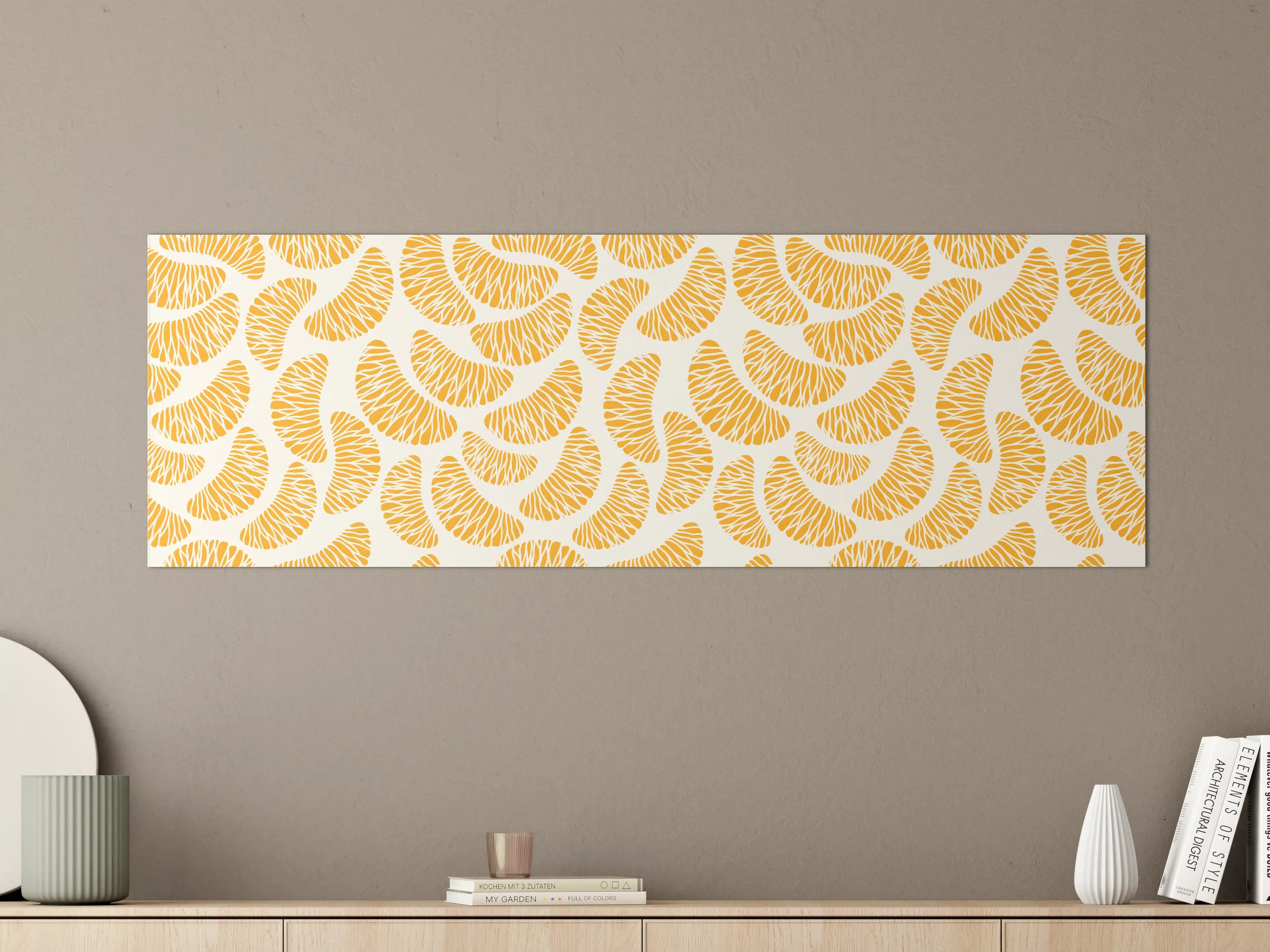 Große Wandbilder - Citrus Orange Goldmuster