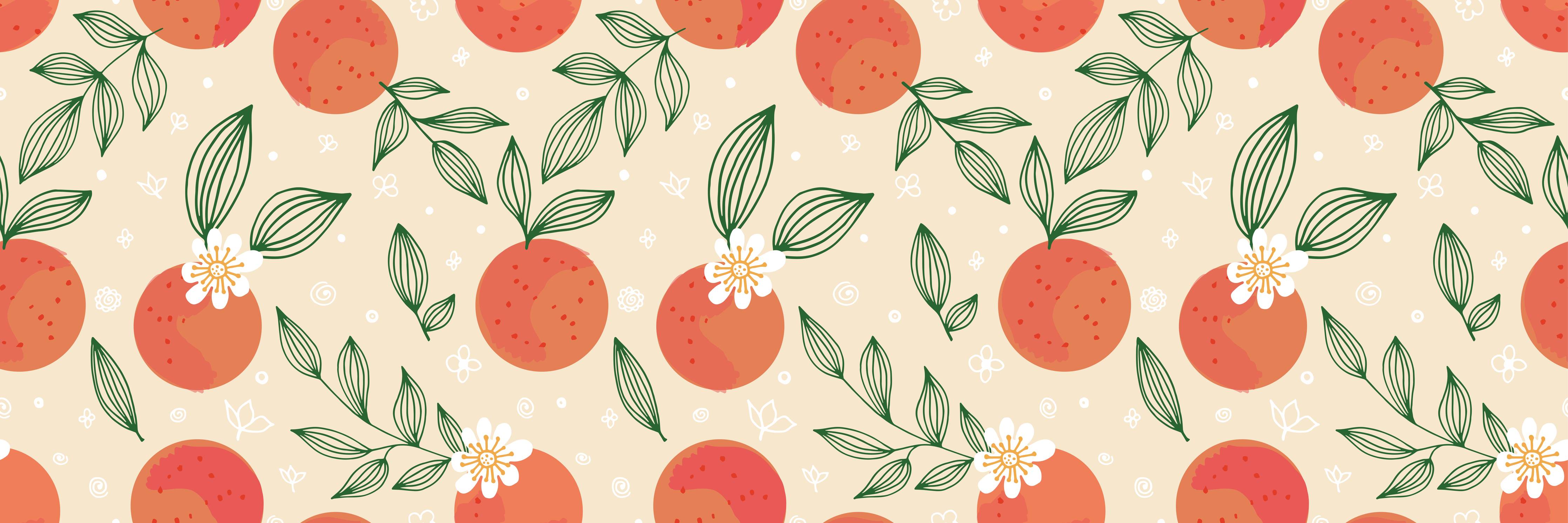Große Wandbilder-Citrus Orange Muster Beige