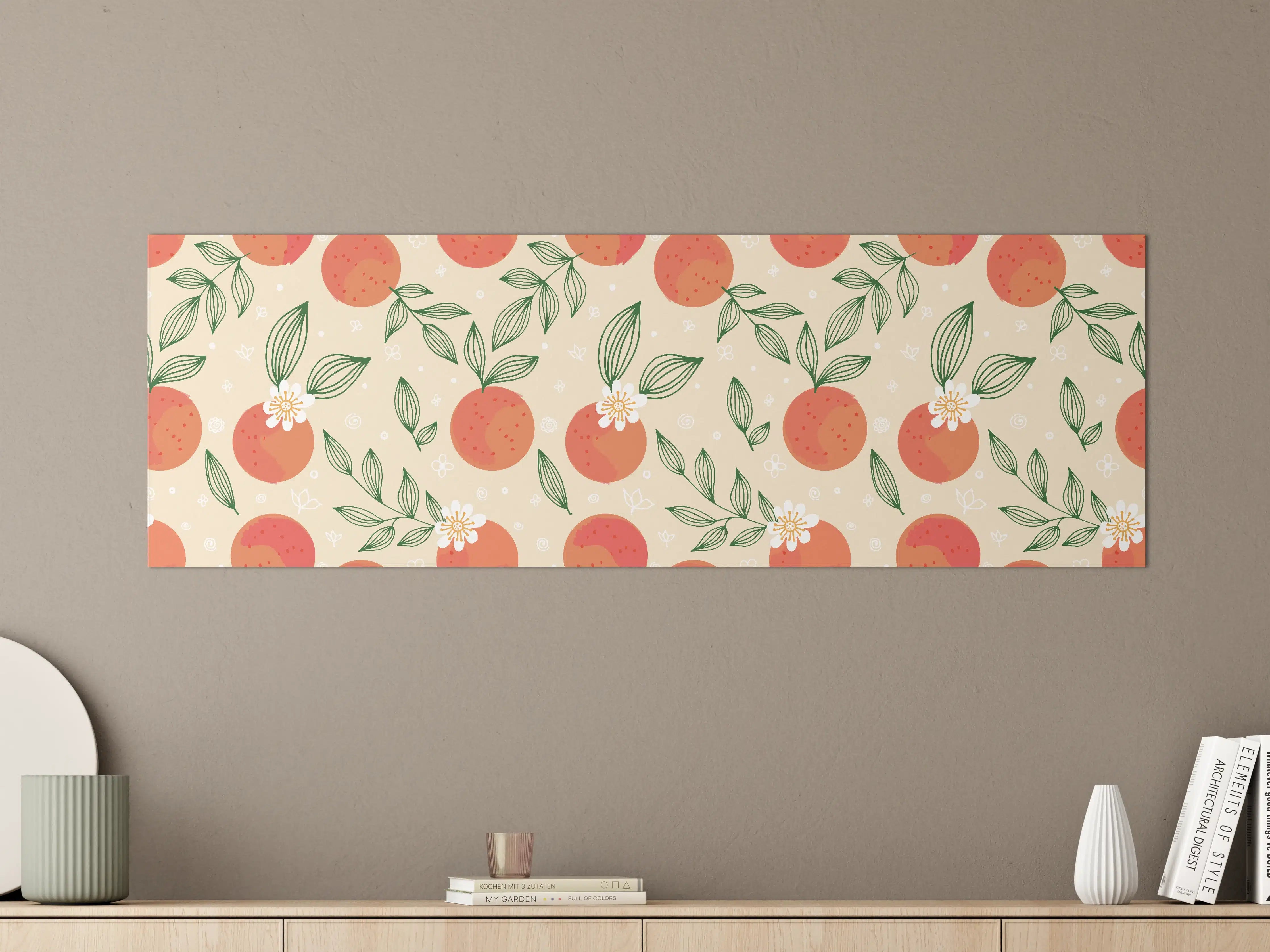 Große Wandbilder - Citrus Orange Muster Beige