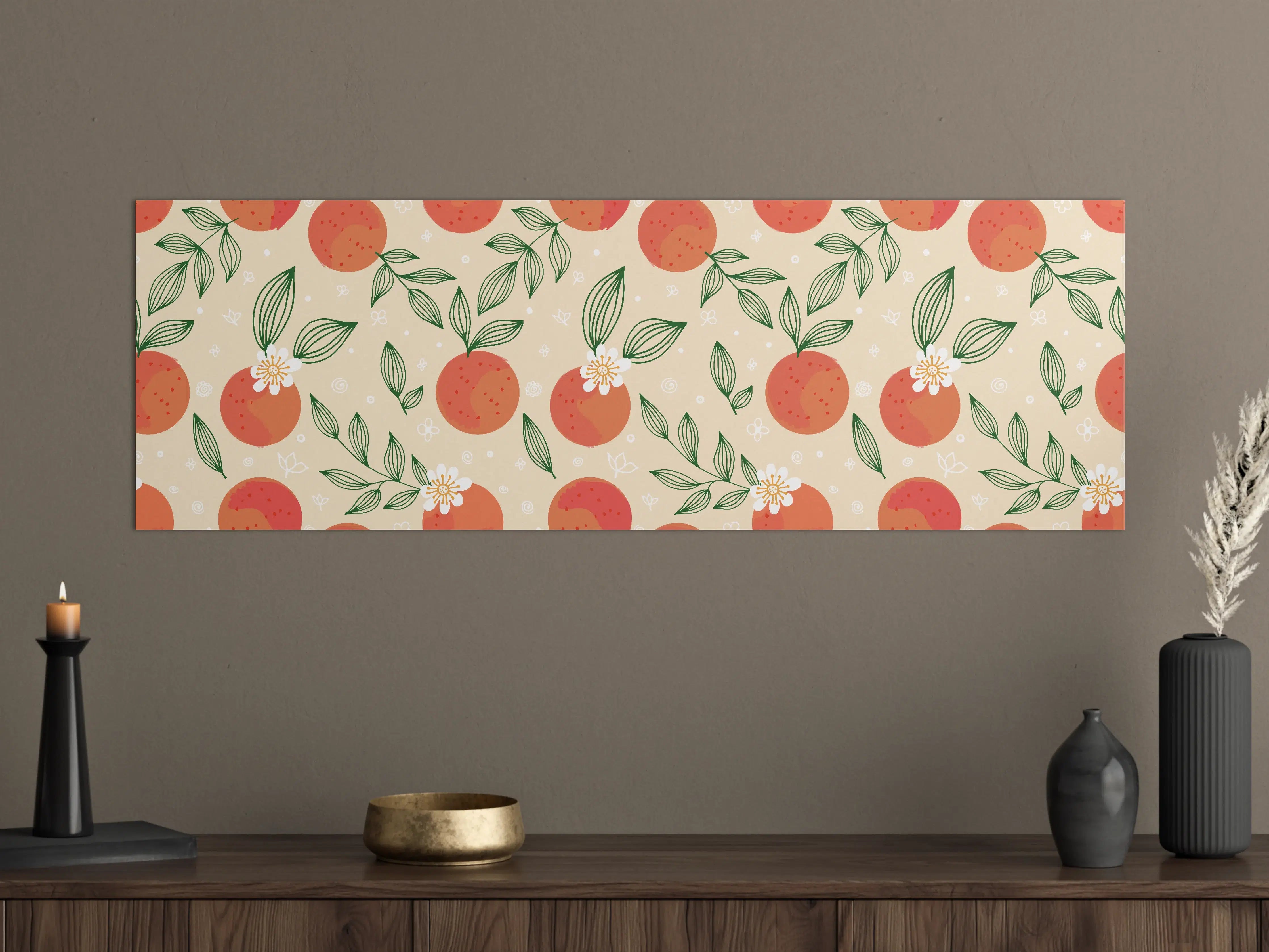 Große Wandbilder - Citrus Orange Muster Beige