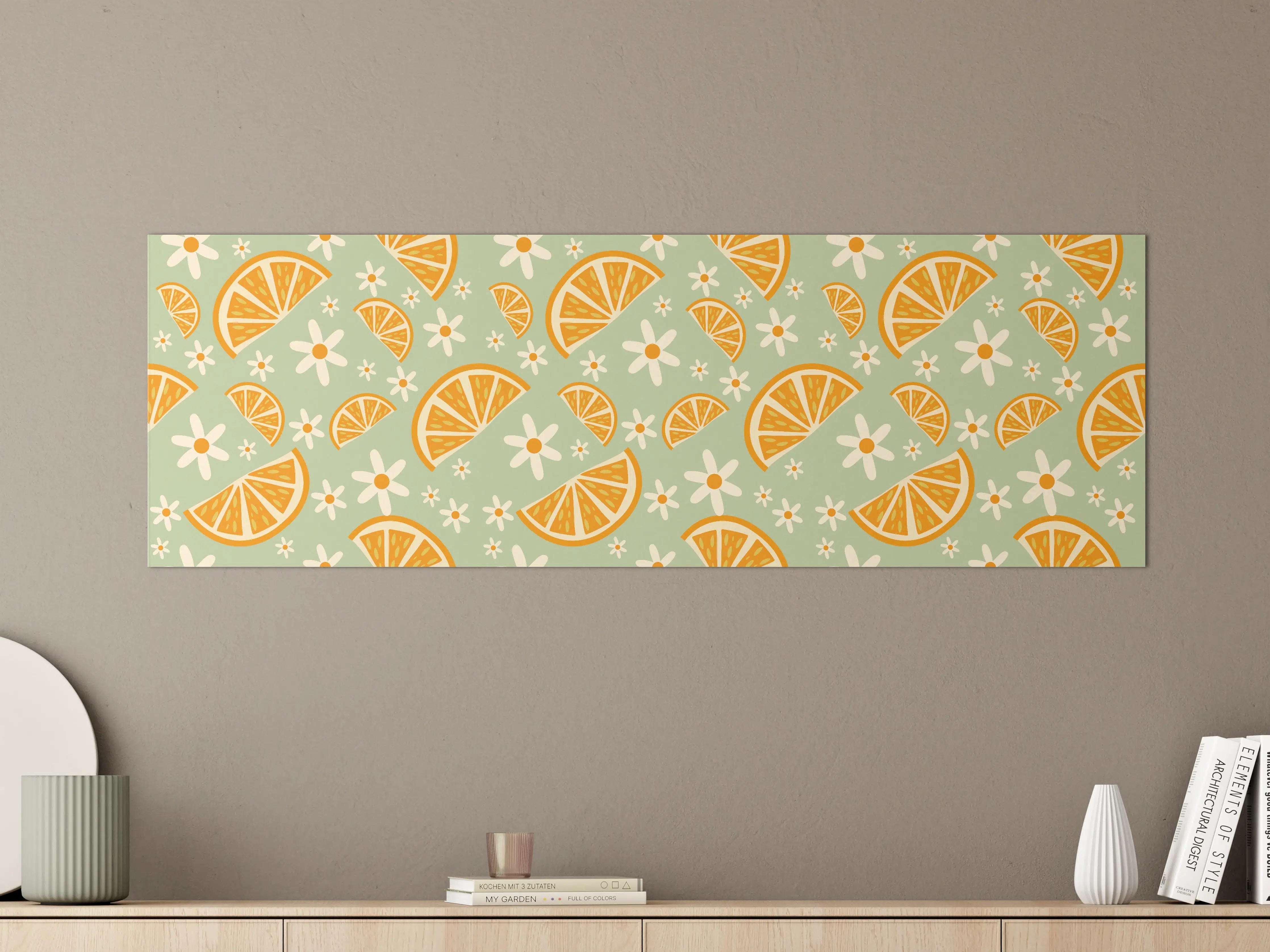 Große Wandbilder - Citrus-Orangenmuster in Mint