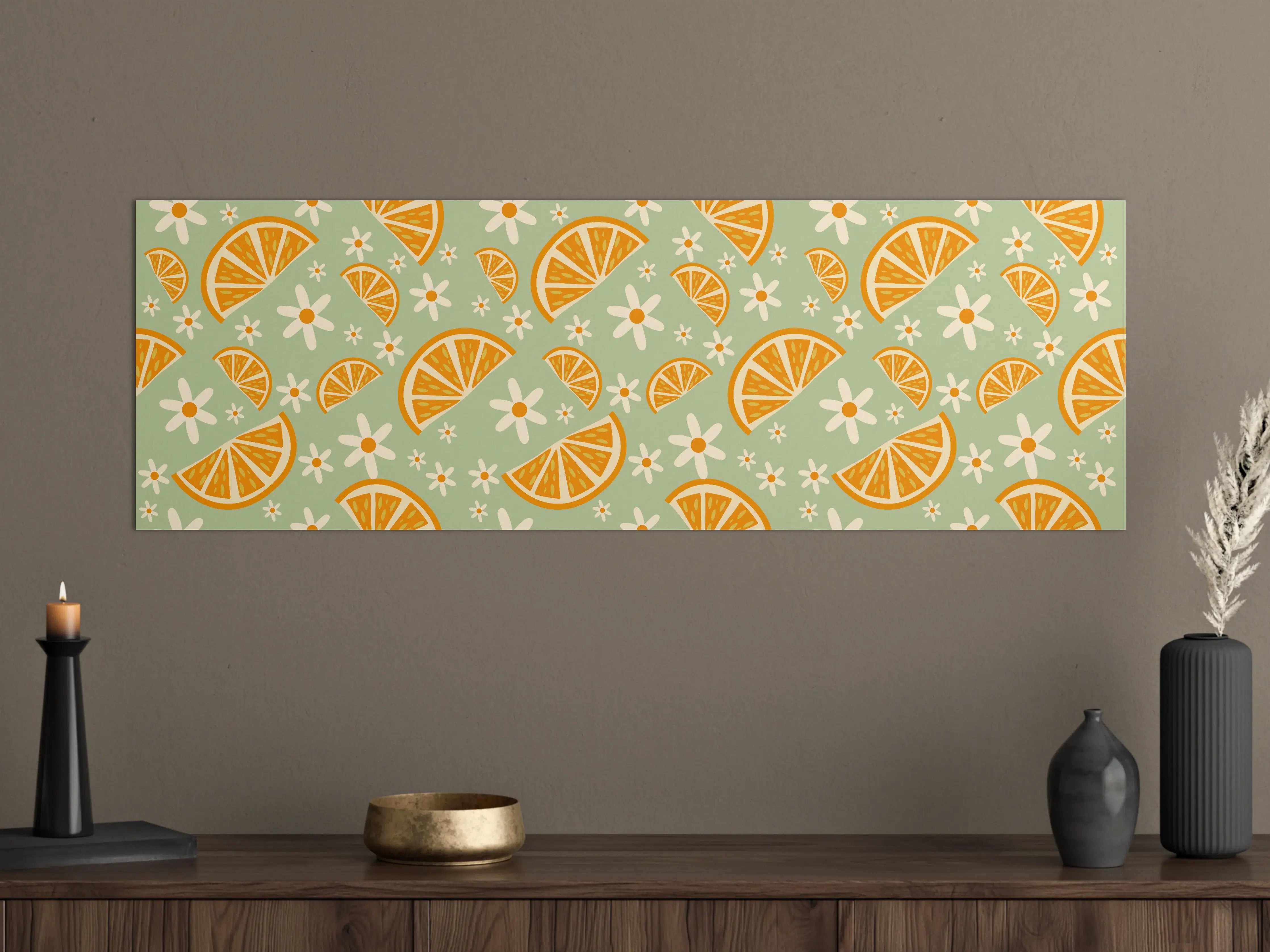 Große Wandbilder - Citrus-Orangenmuster in Mint
