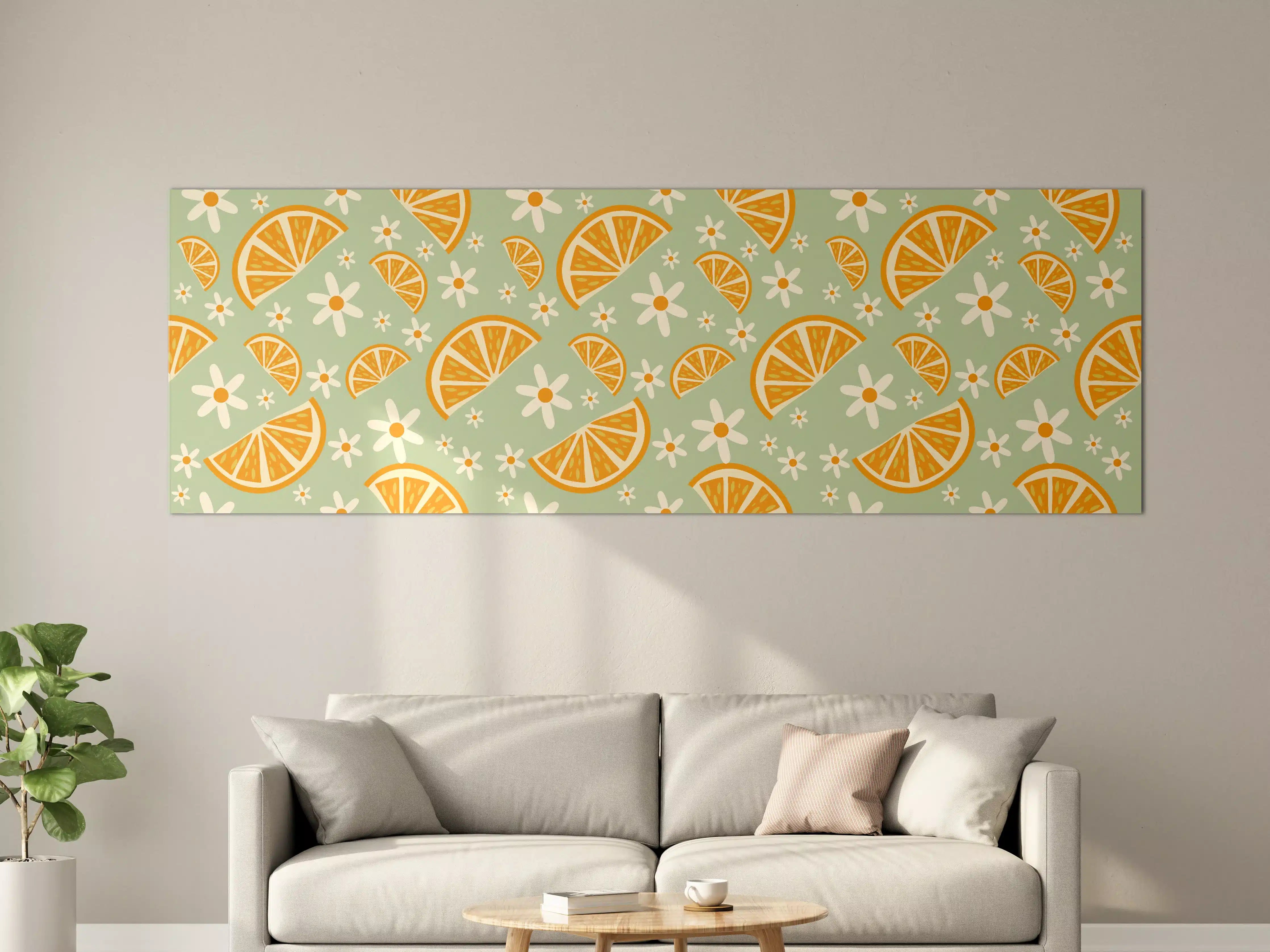 Große Wandbilder - Citrus-Orangenmuster in Mint