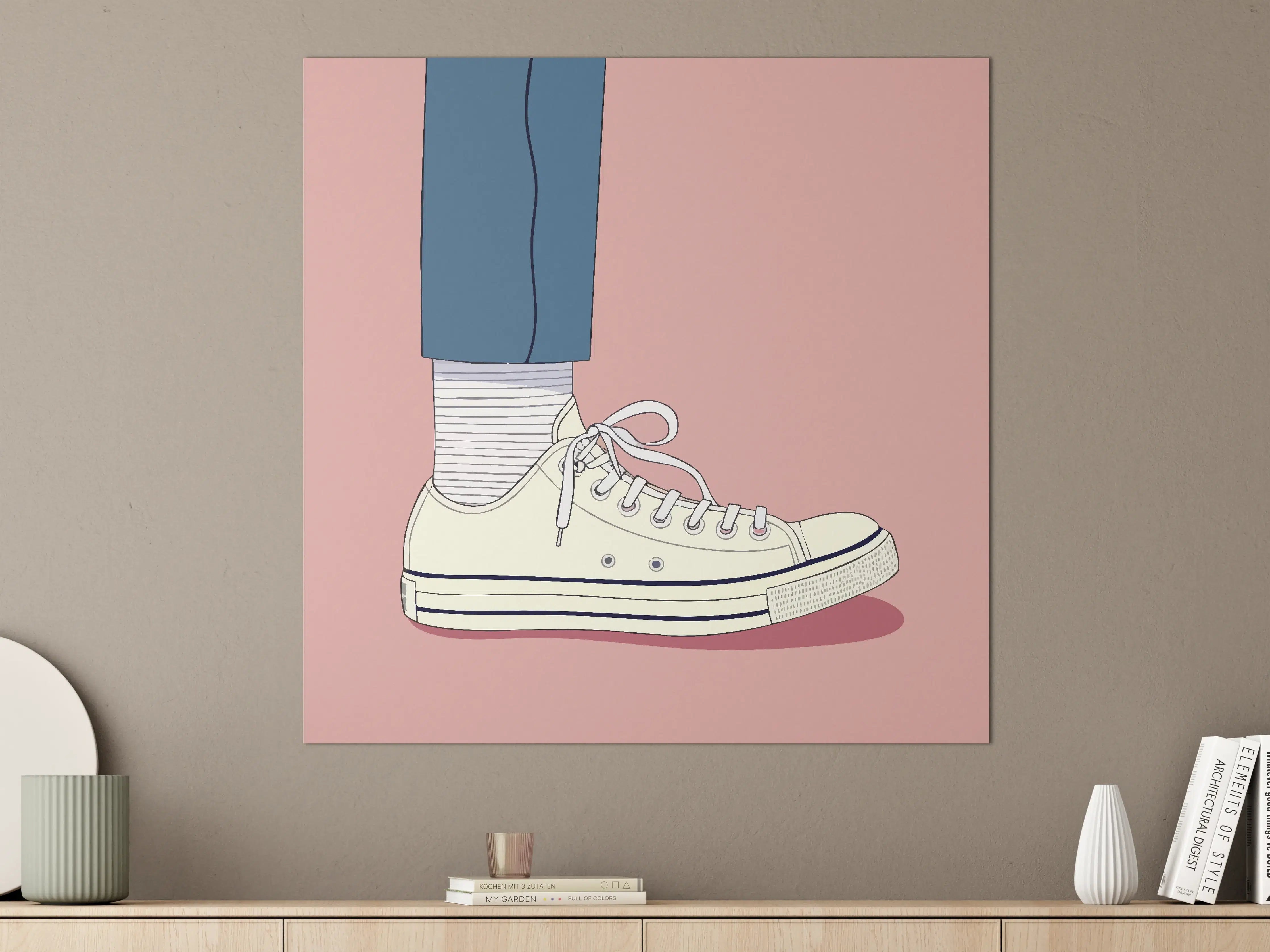 Große Wandbilder - Clown-Schuh Illustration auf rosa Hintergrund