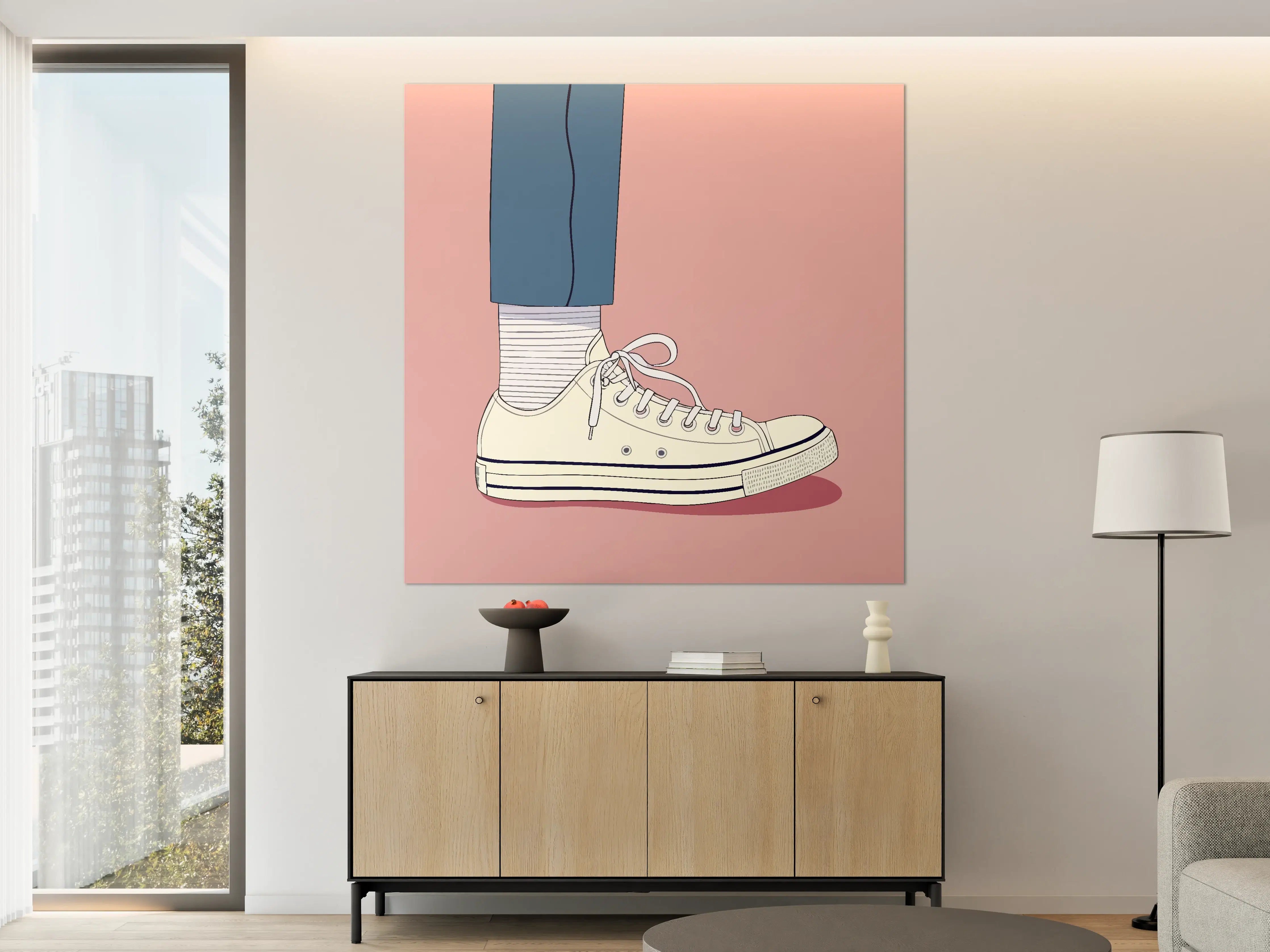 Große Wandbilder - Clown-Schuh Illustration auf rosa Hintergrund