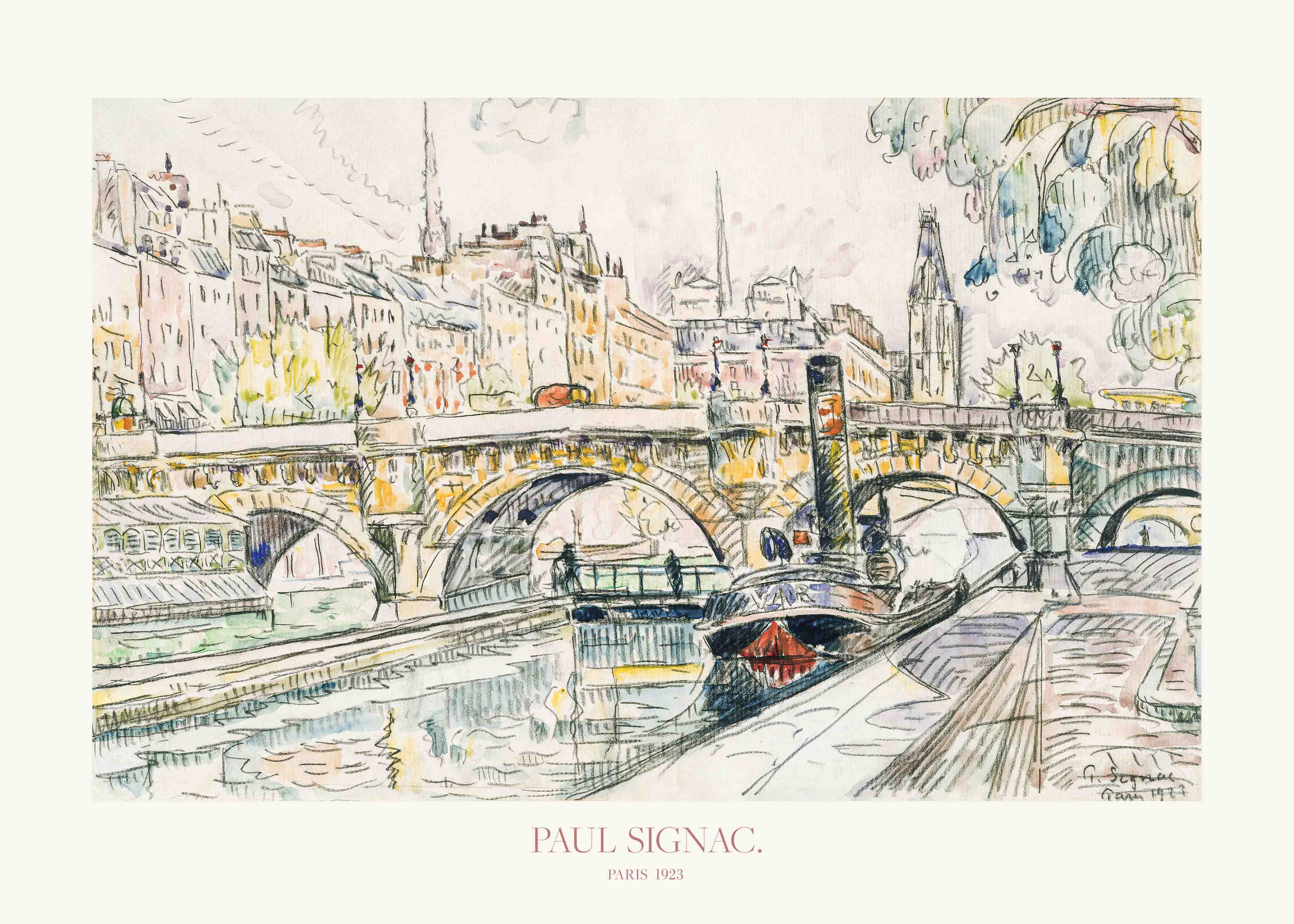 Große Wandbilder-Colorful Paris Bridge and River Scene