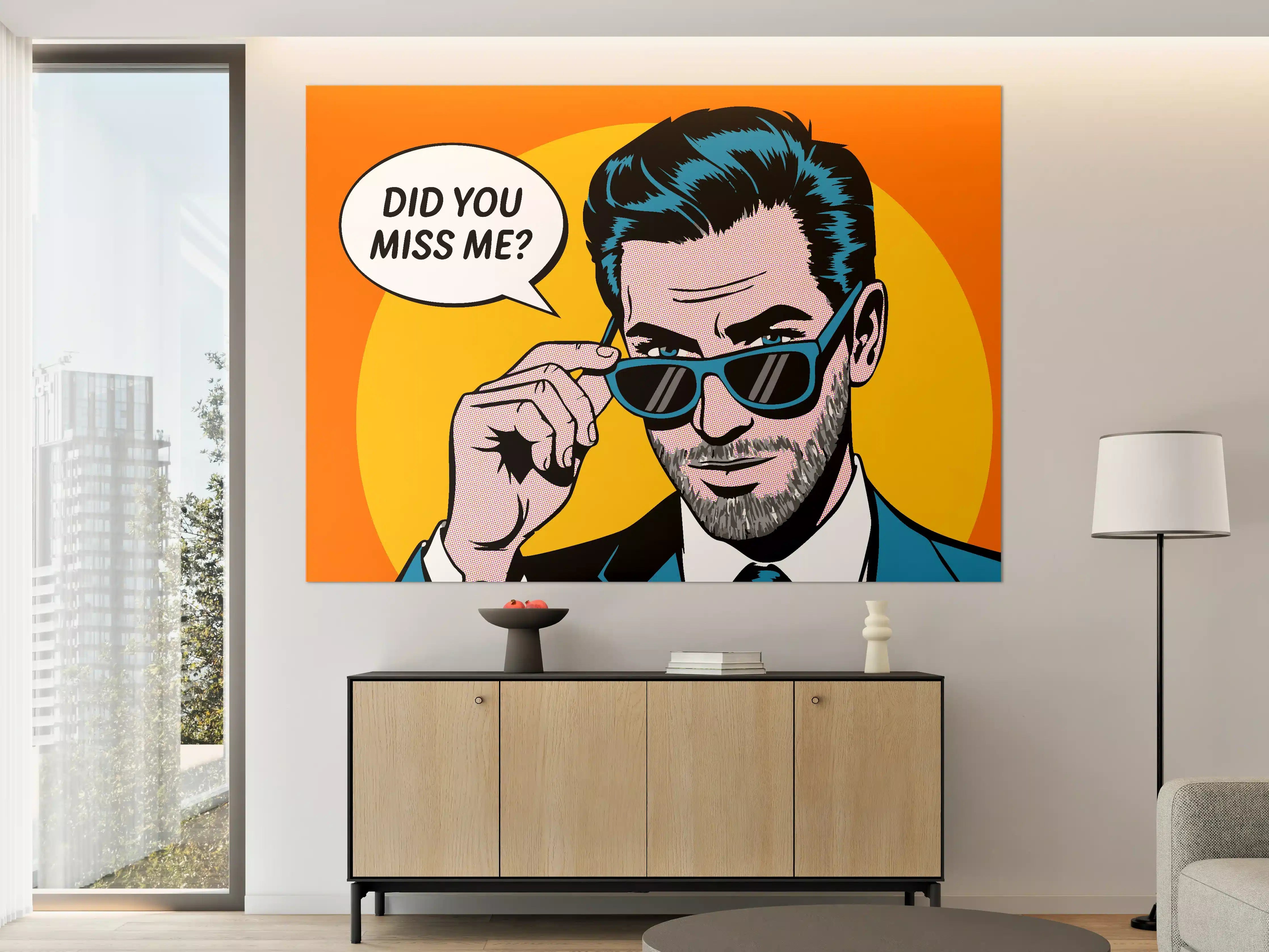 Große Wandbilder - Cooler Pop-Art-Porträt mit Sonnenbrille