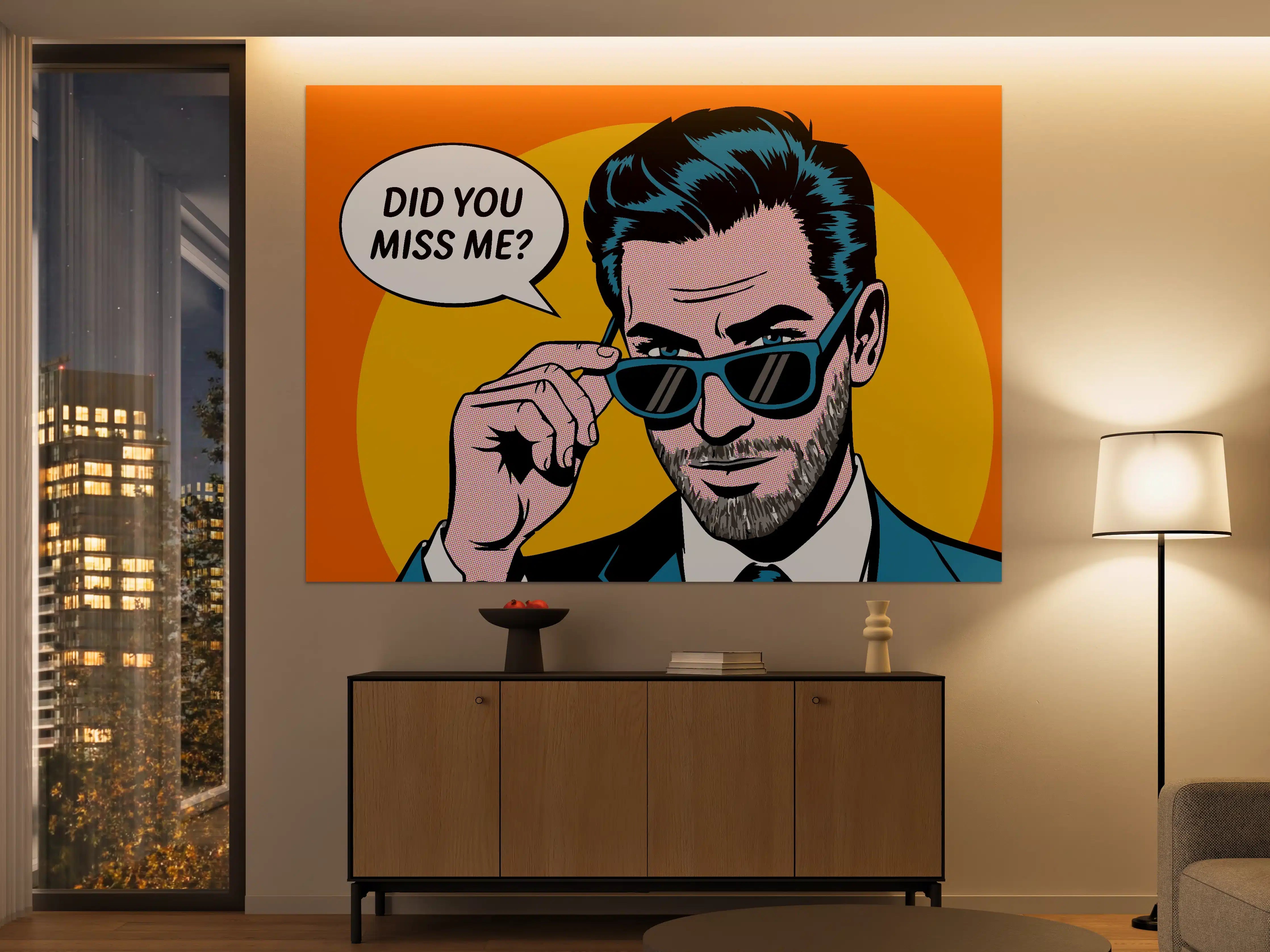 Große Wandbilder - Cooler Pop-Art-Porträt mit Sonnenbrille