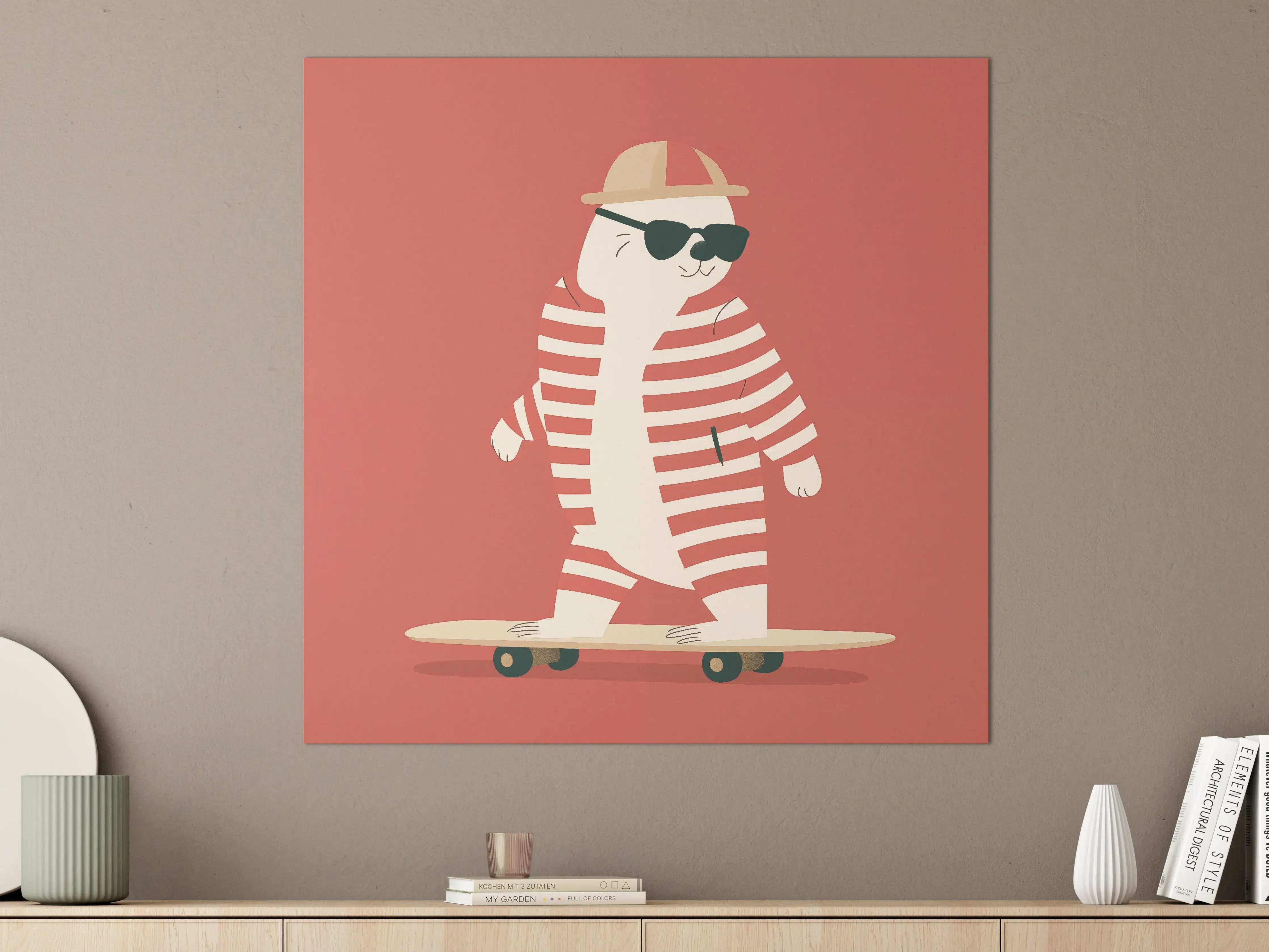 Große Wandbilder - Cooler Skatebär mit Sonnenbrille