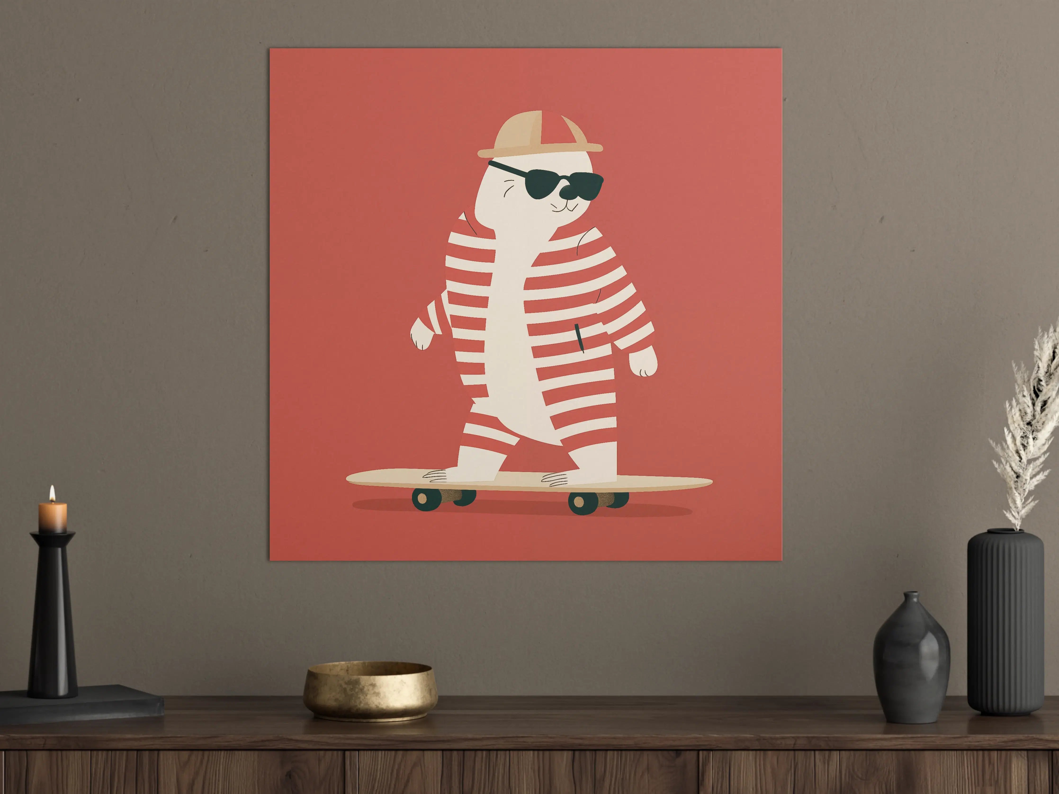 Große Wandbilder - Cooler Skatebär mit Sonnenbrille
