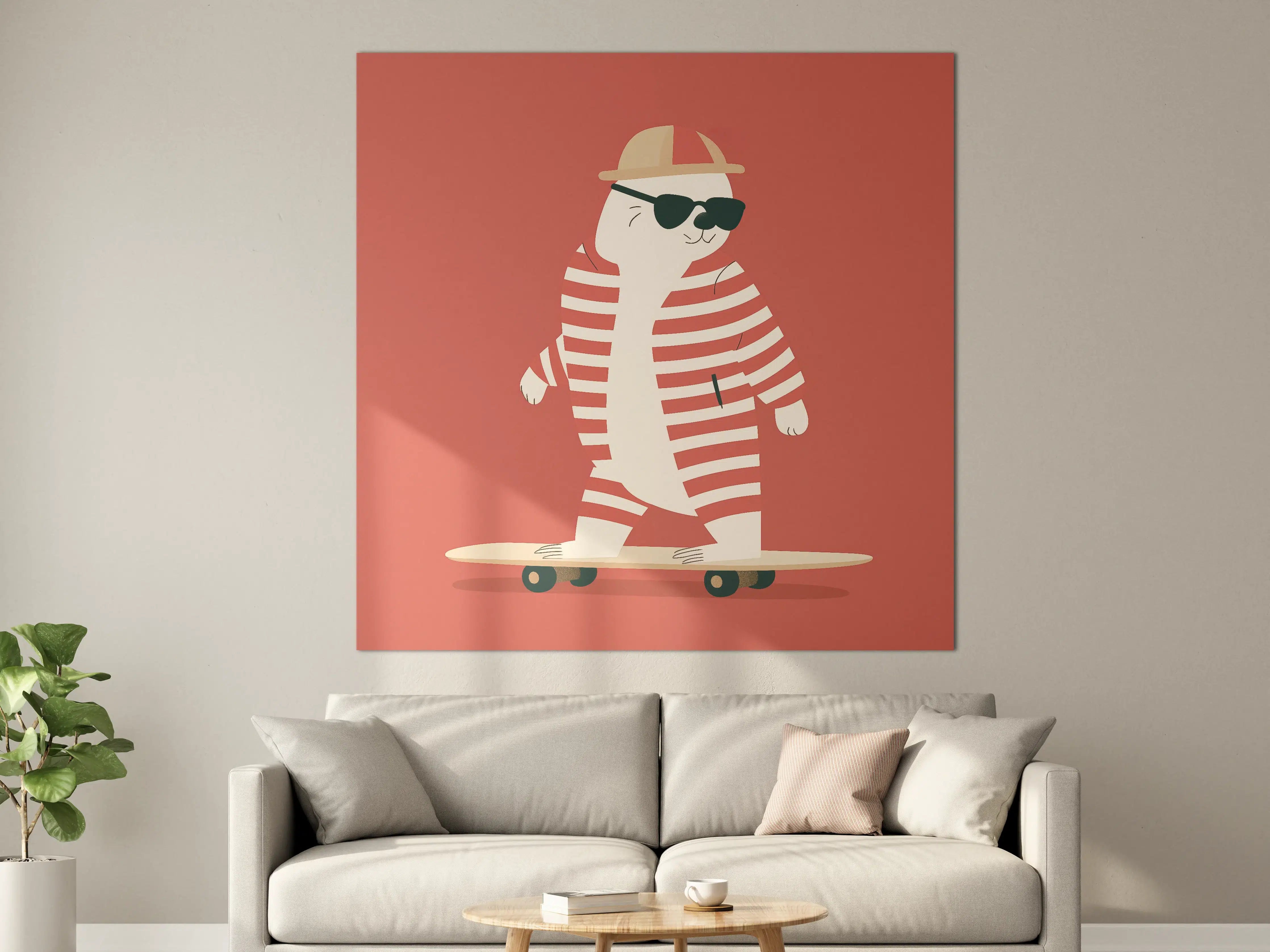Große Wandbilder - Cooler Skatebär mit Sonnenbrille