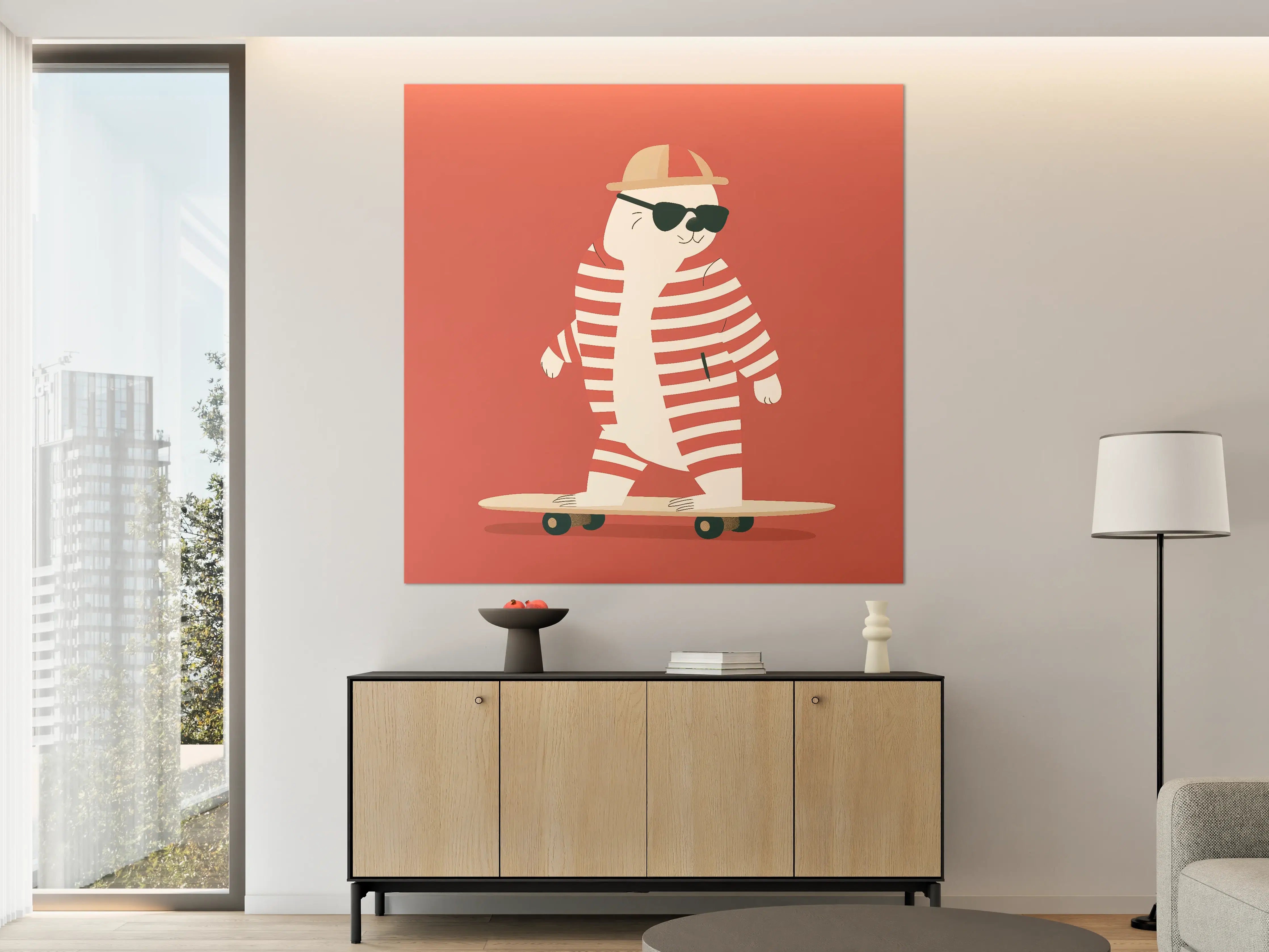 Große Wandbilder - Cooler Skatebär mit Sonnenbrille